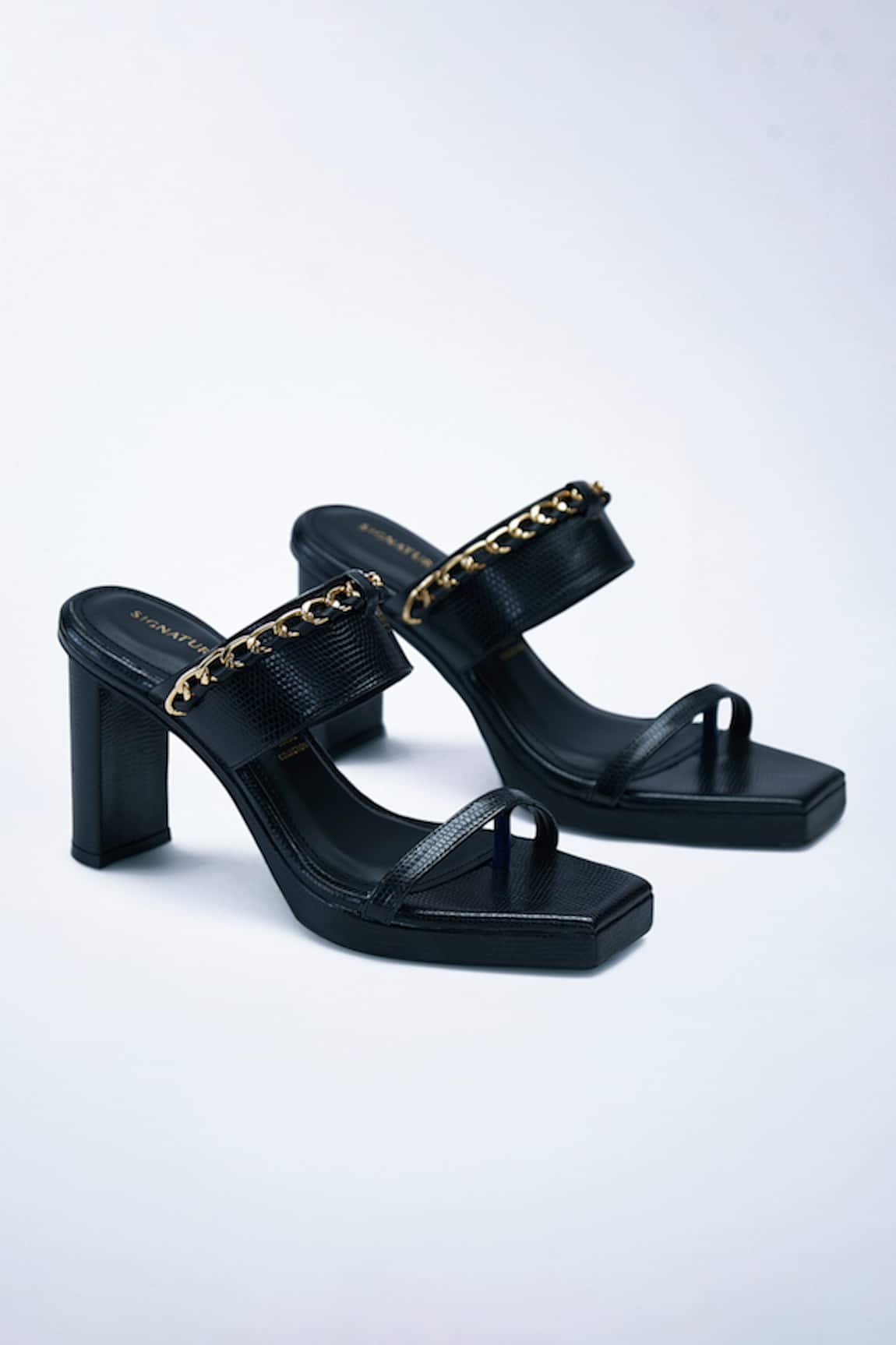 Signature Sole Double Strap Block Heels