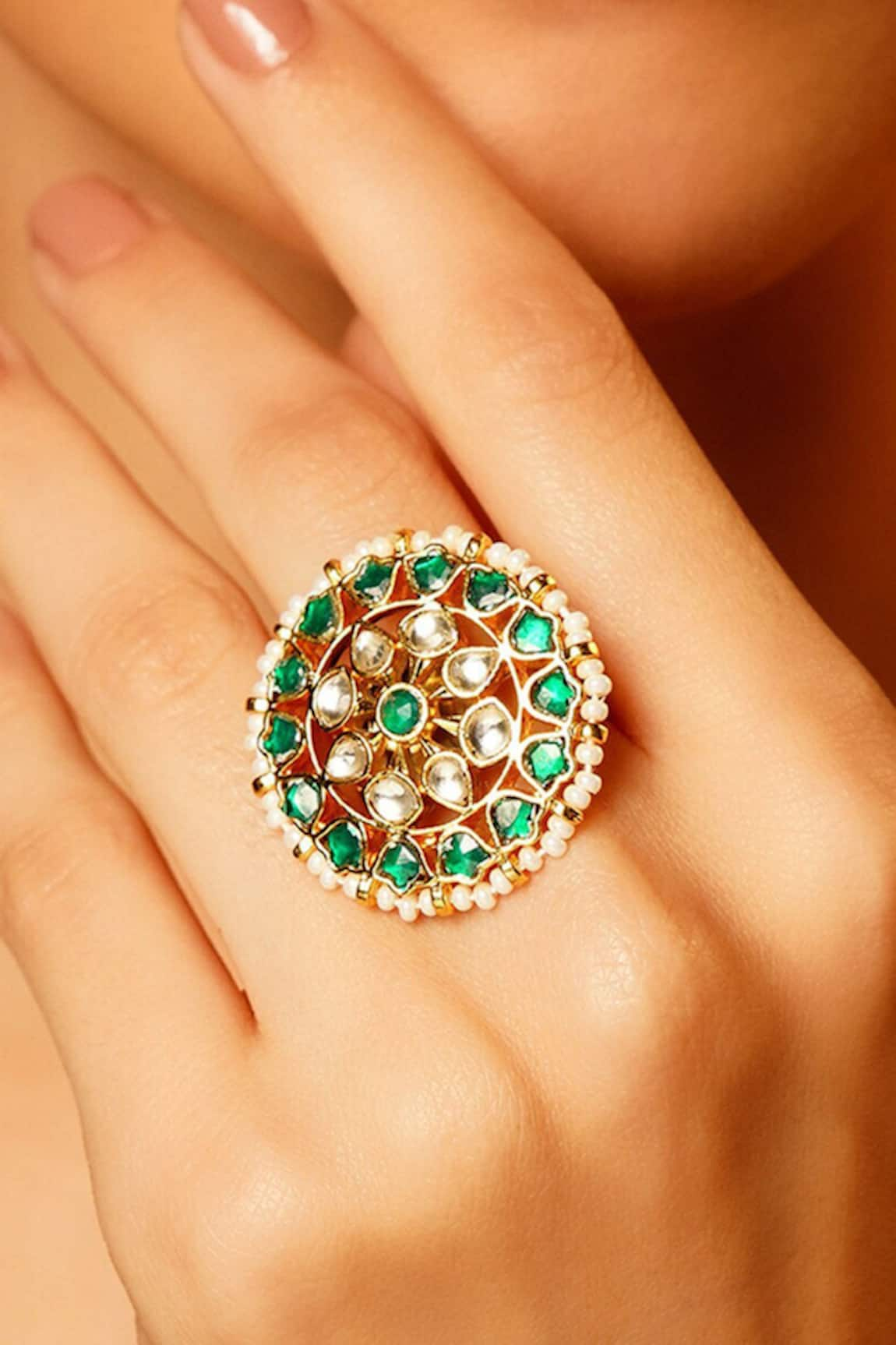 MAISARA JEWELRY Jadau Stone Embellished Ring