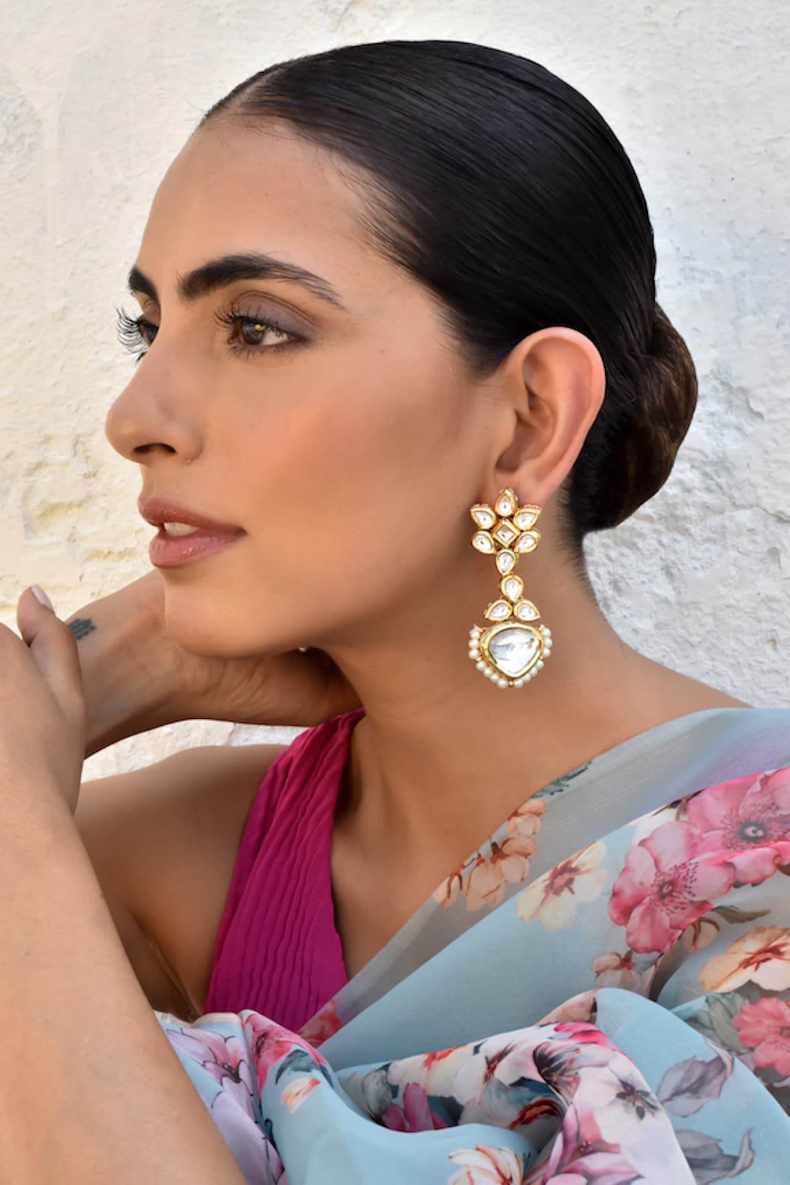 SWABHIMANN Kundan Embellished Dangler Earrings