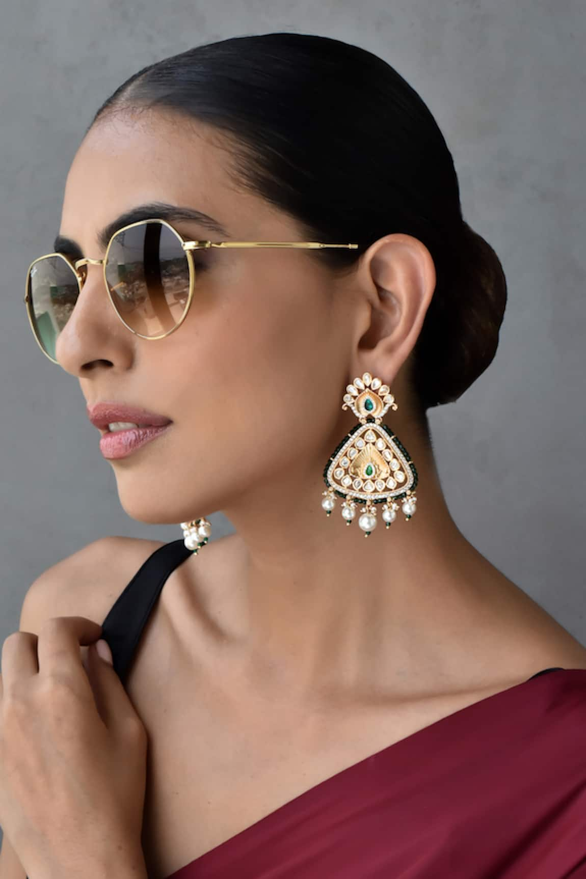 SWABHIMANN Polki Embellished Dangler Earrings