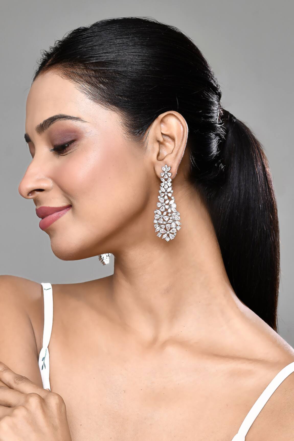 Our Purple Studio Stones Embellished Dangler Earrings 