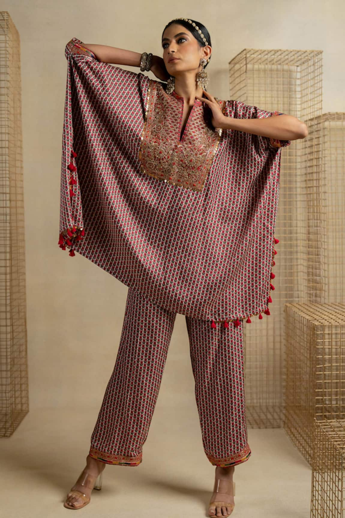 Pooja-Keyur Mogra Print Kaftan & Pant Set