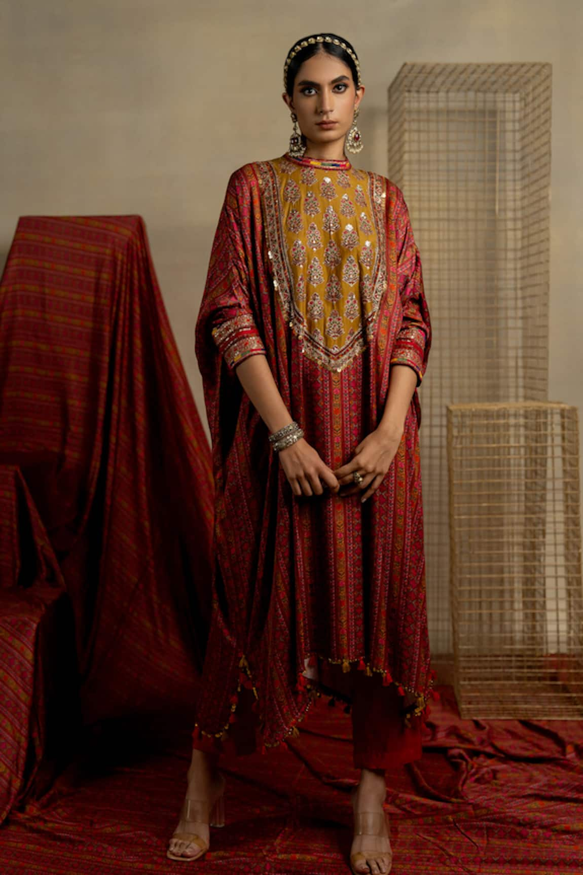 Pooja-Keyur Bagh Embroidered Kaftan With Gulal Pant