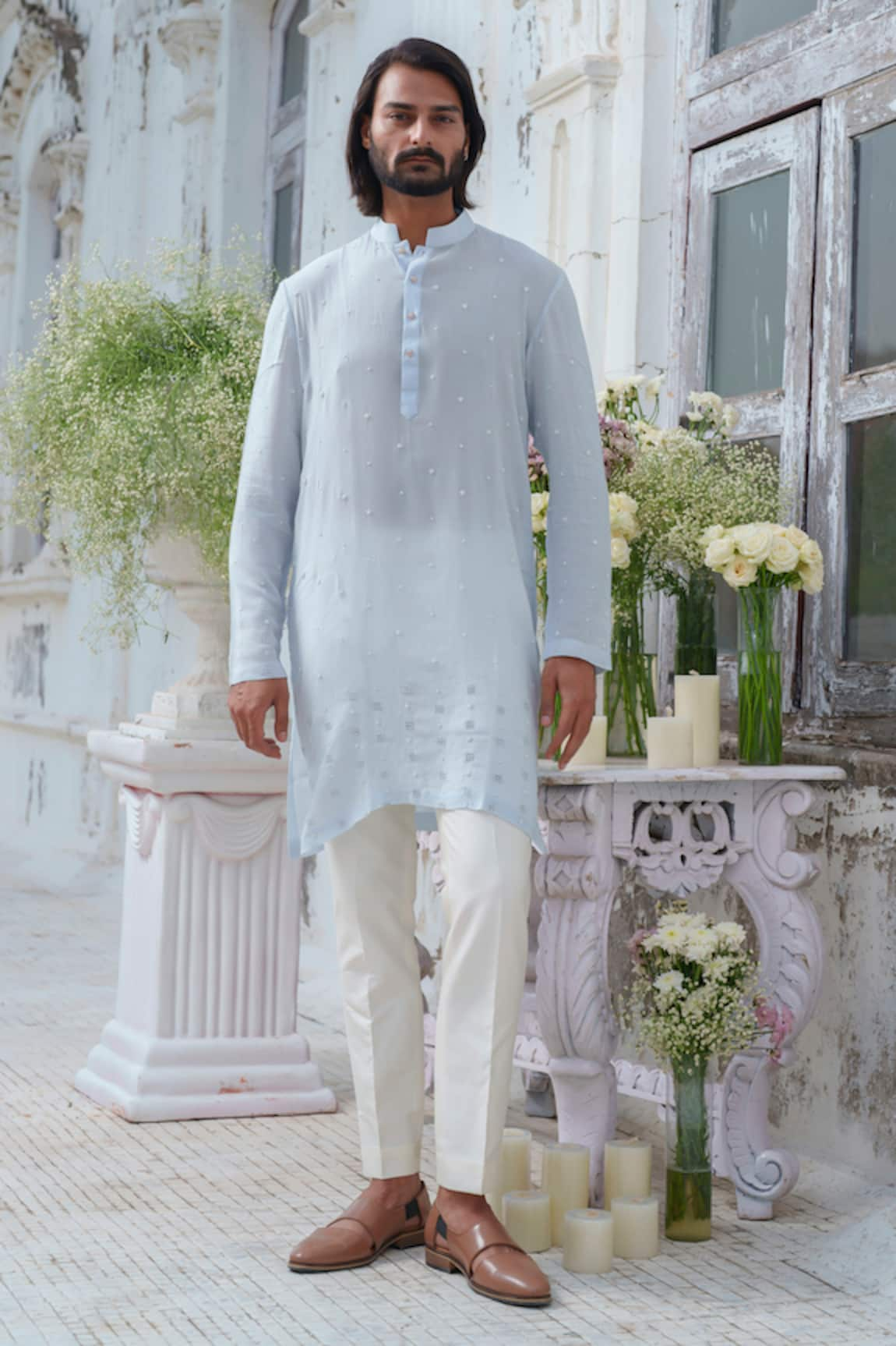 Amrit Dawani Starlet Bead Embroidered Kurta With Trouser