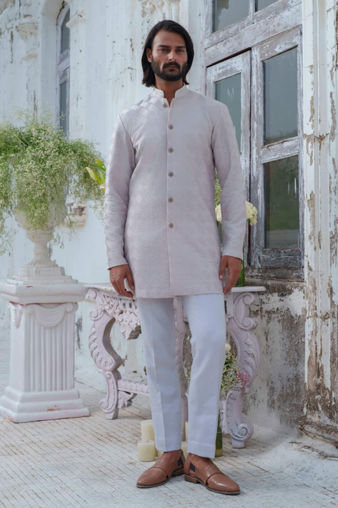 Amrit Dawani Chanderi Textured Pattern Kurta Pant Set