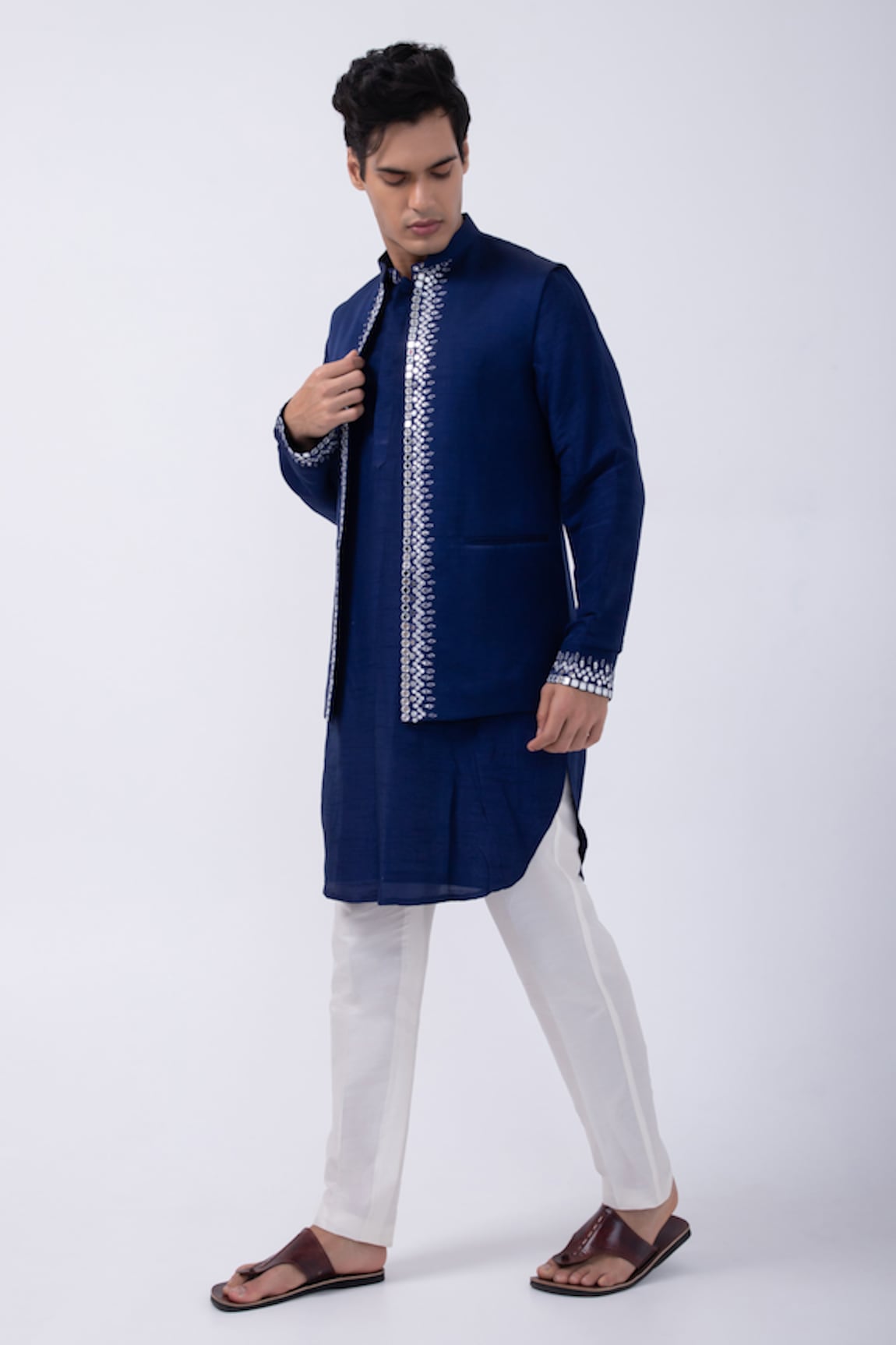 KAKA CALCUTTA Mirror Embroidered Bundi Jacket