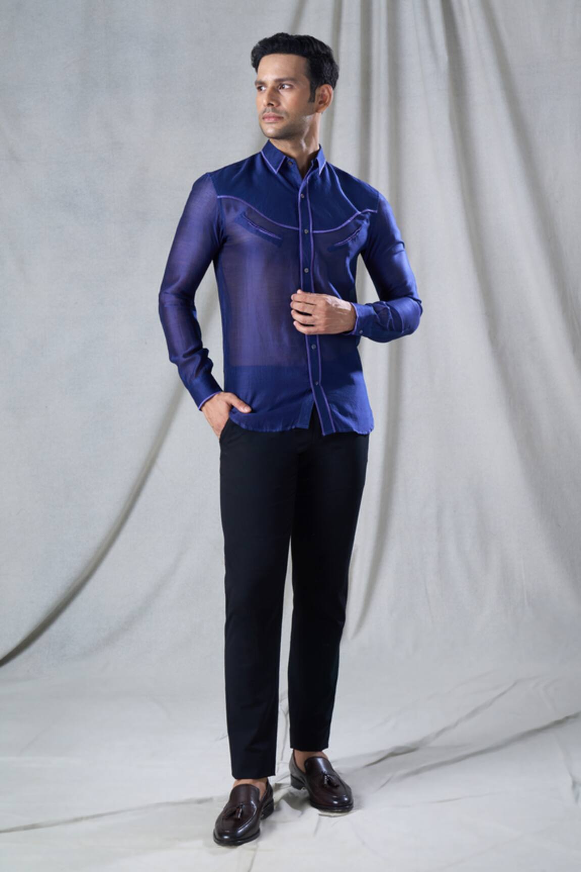 Bhusattva Monotone Piping Detailed Shirt 