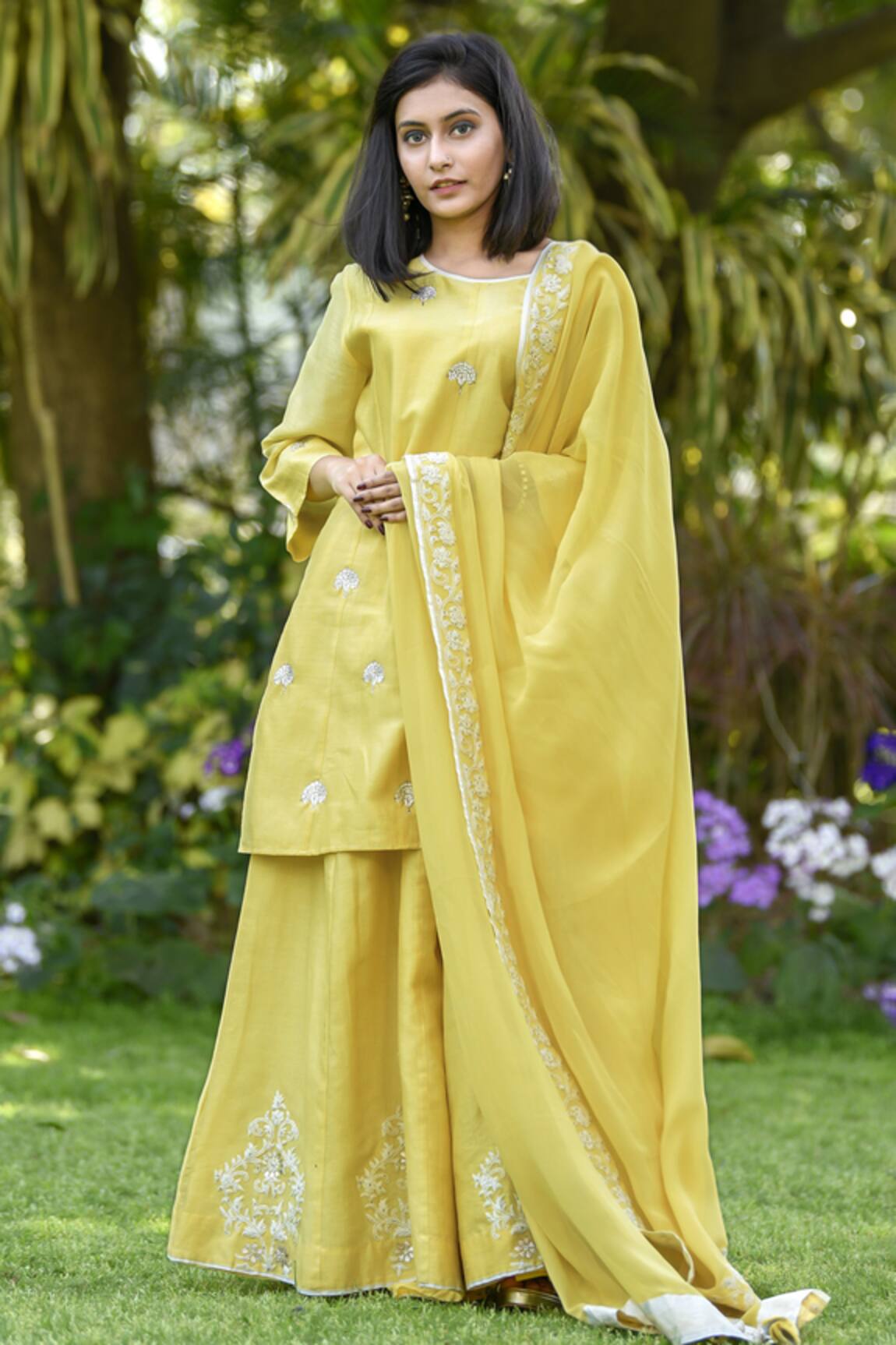 Anju & Harleen Chanderi Dori Embroidered Kurta Sharara Set