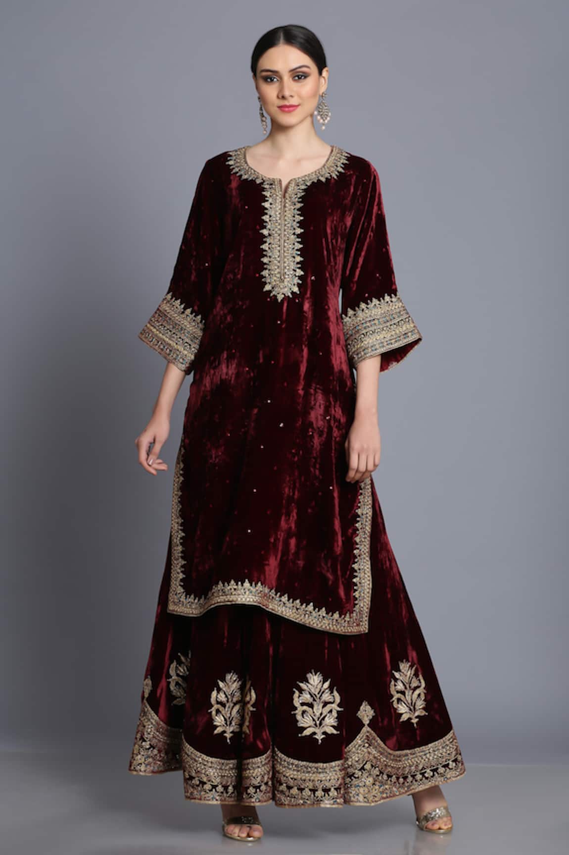 Anju & Harleen Zardozi Embroidered Kurta With Sharara 