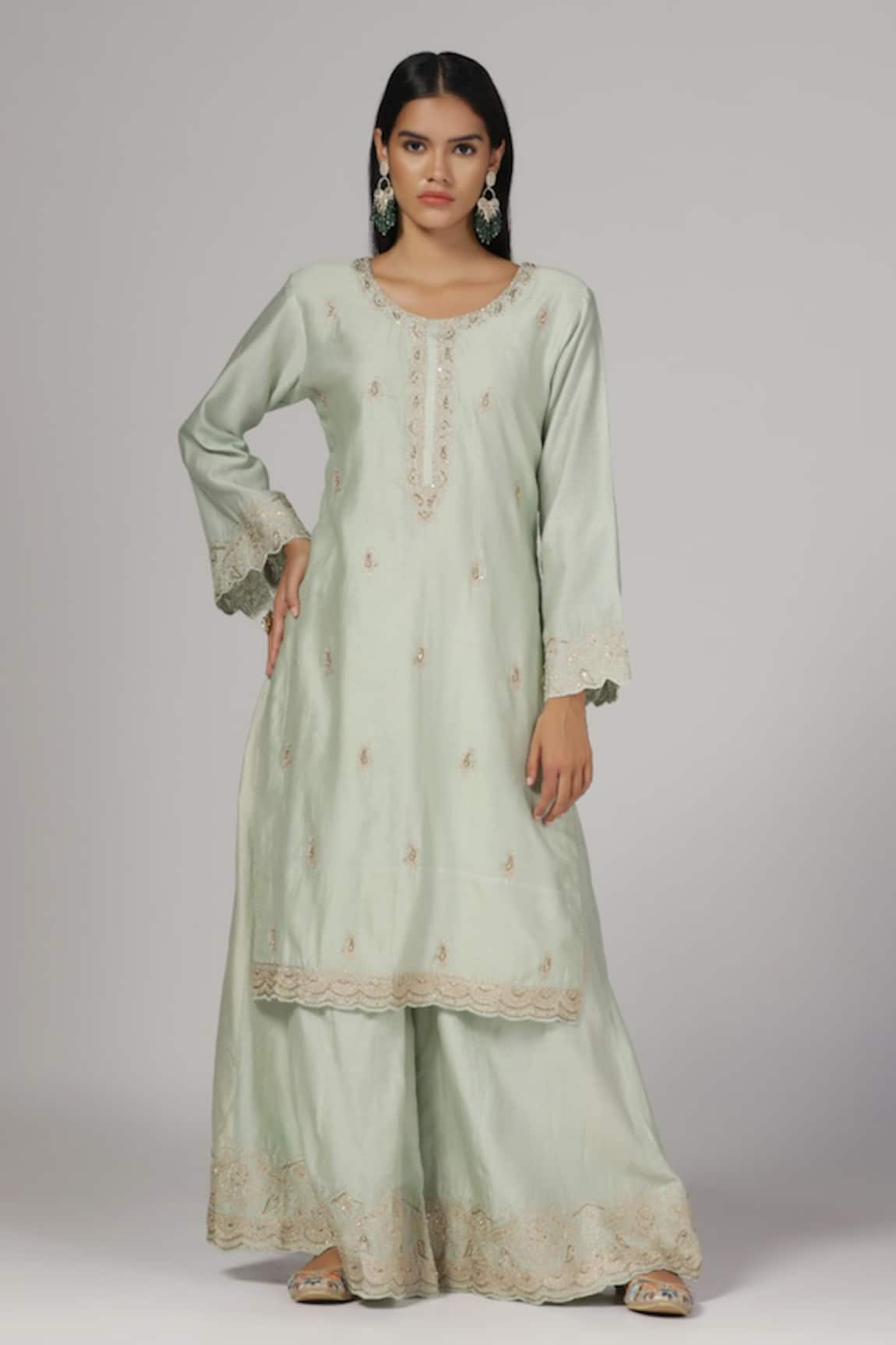 Anju & Harleen Embroidered Kurta Flared Pant Set