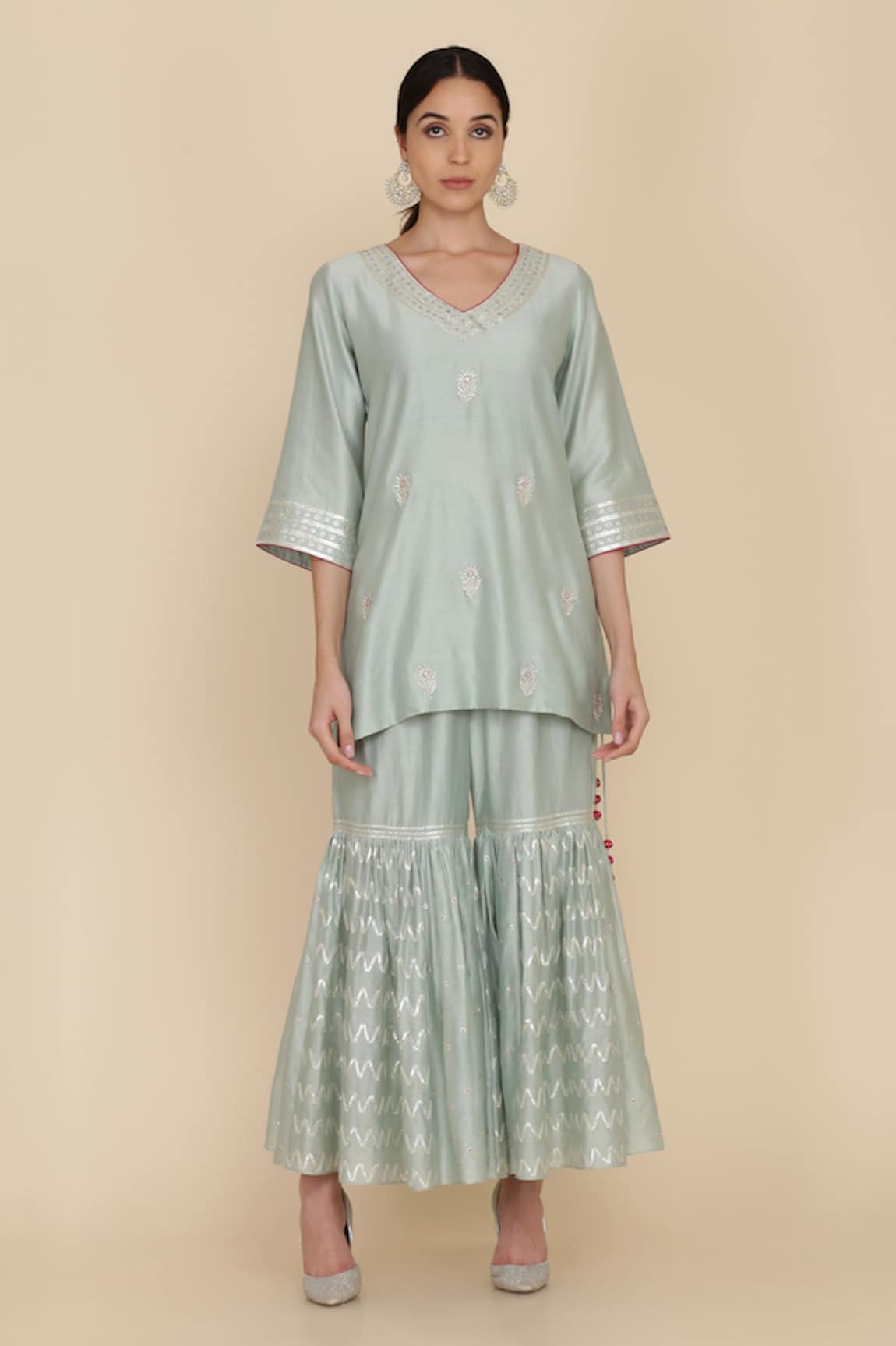 Anju & Harleen Zardozi Embroidered Kurta With Gharara