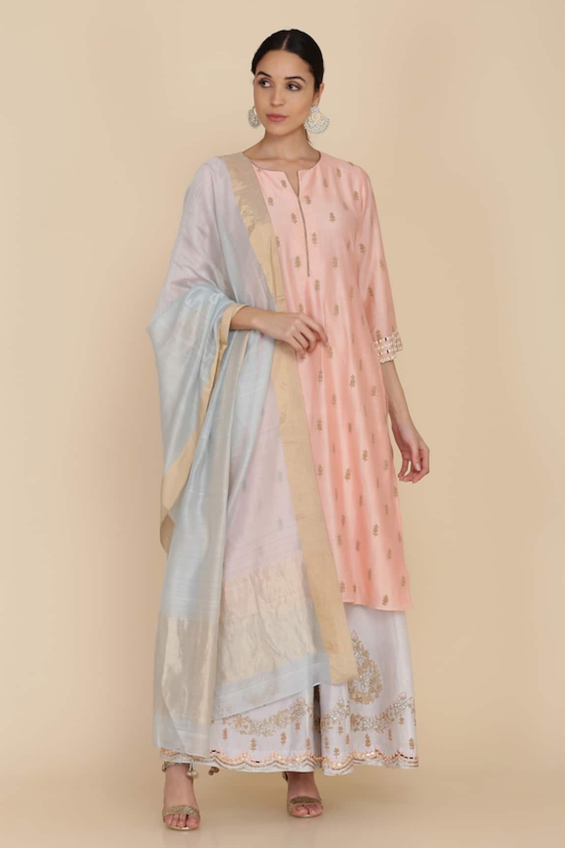 Anju & Harleen Zari Butti Detailed Kurta Sharara Set