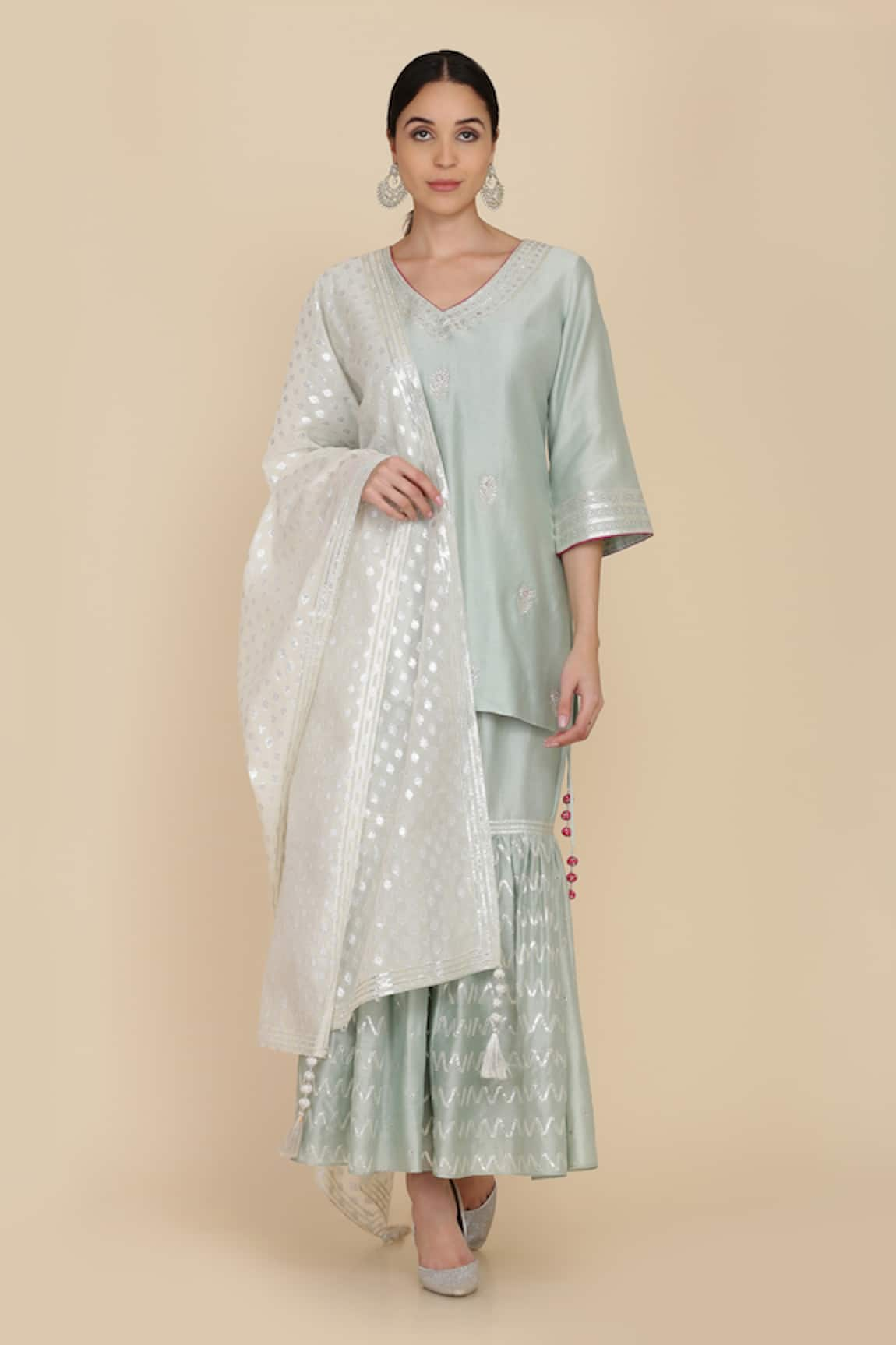 Anju & Harleen Zardozi Embroidered Kurta Gharara Set