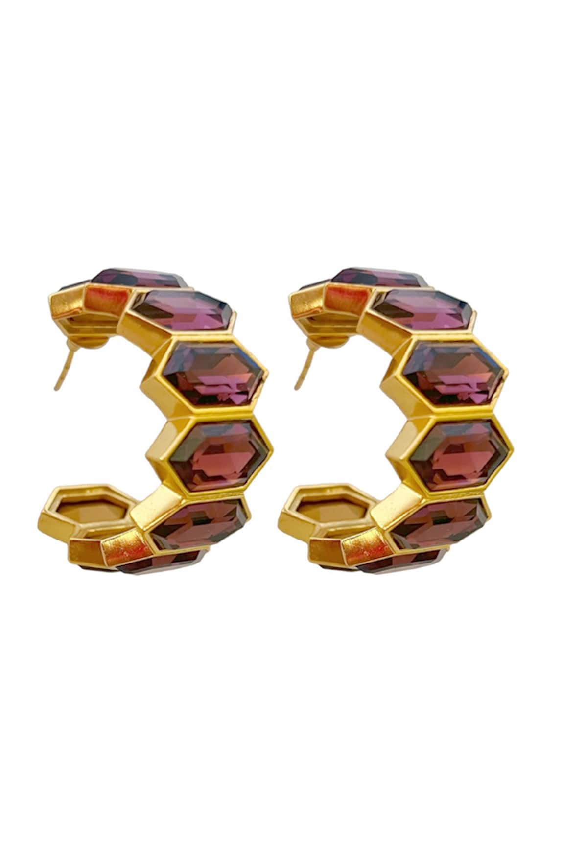 Radhika Agrawal Jewels Honeycomb Gem Hoops