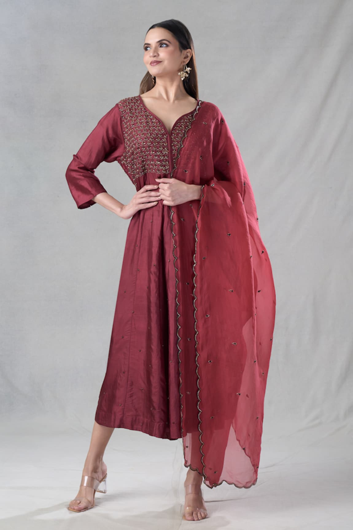 Bhusattva Sequin Work Kurta With Dupatta