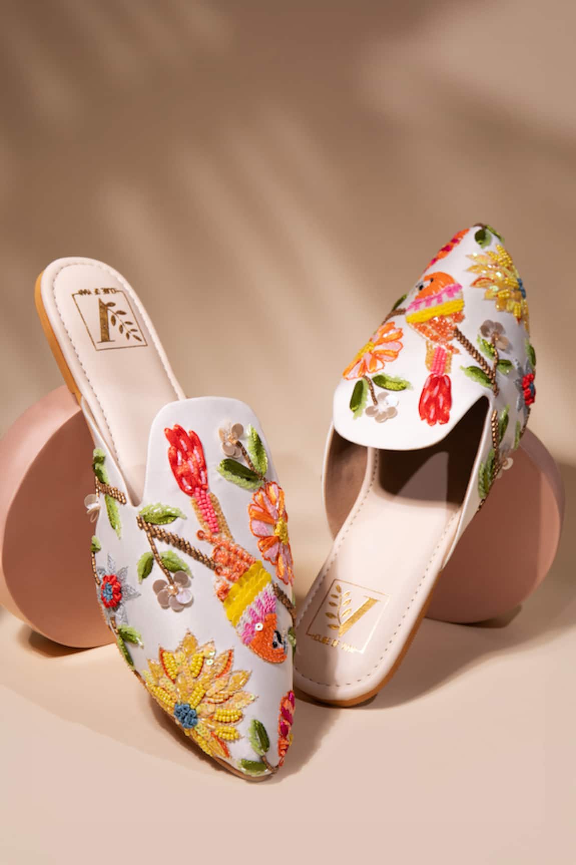 House of Vian Love Bird Embellished Mules