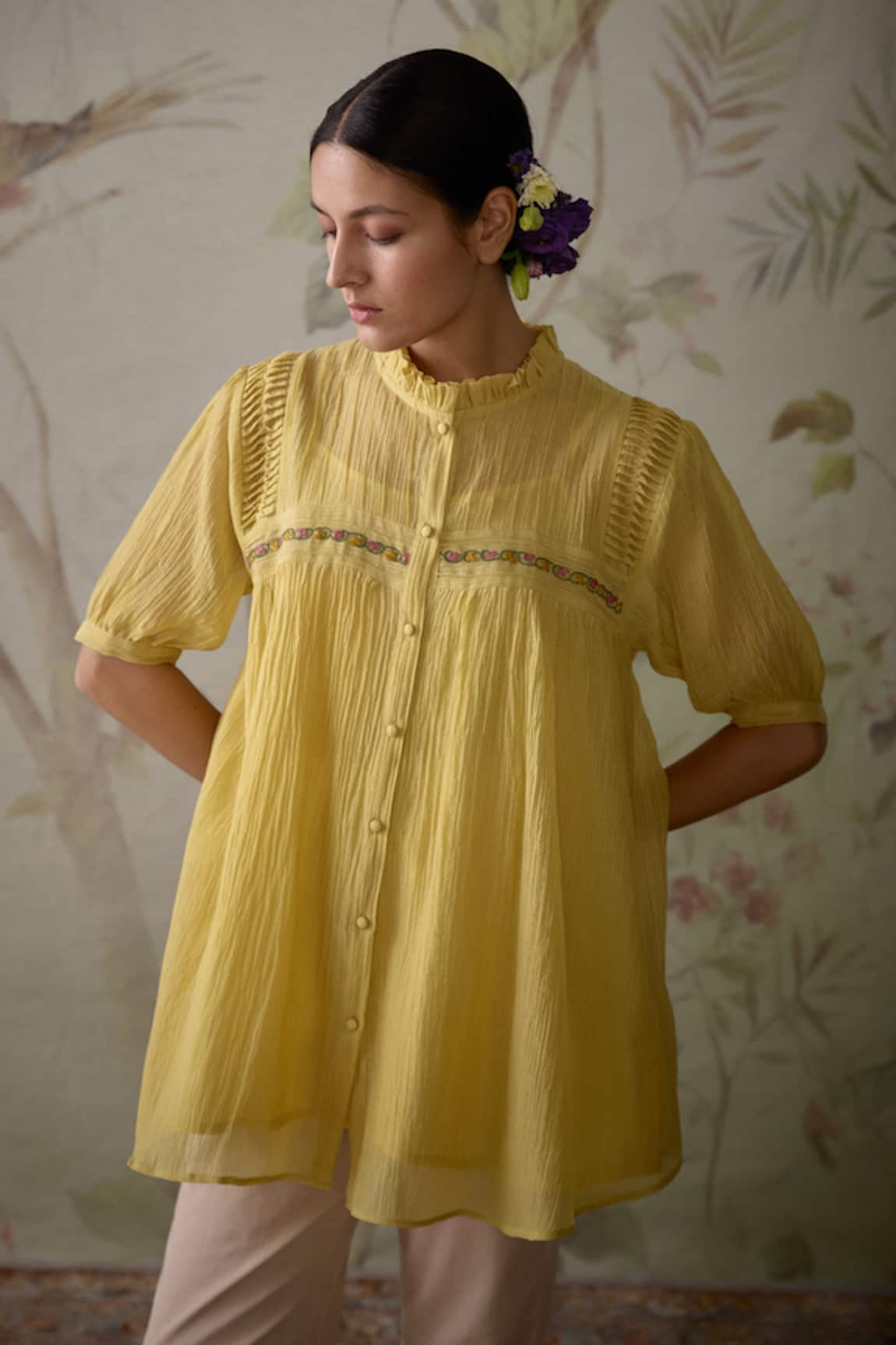 Kritika Dawar Short Pintucked Chanderi Tunic