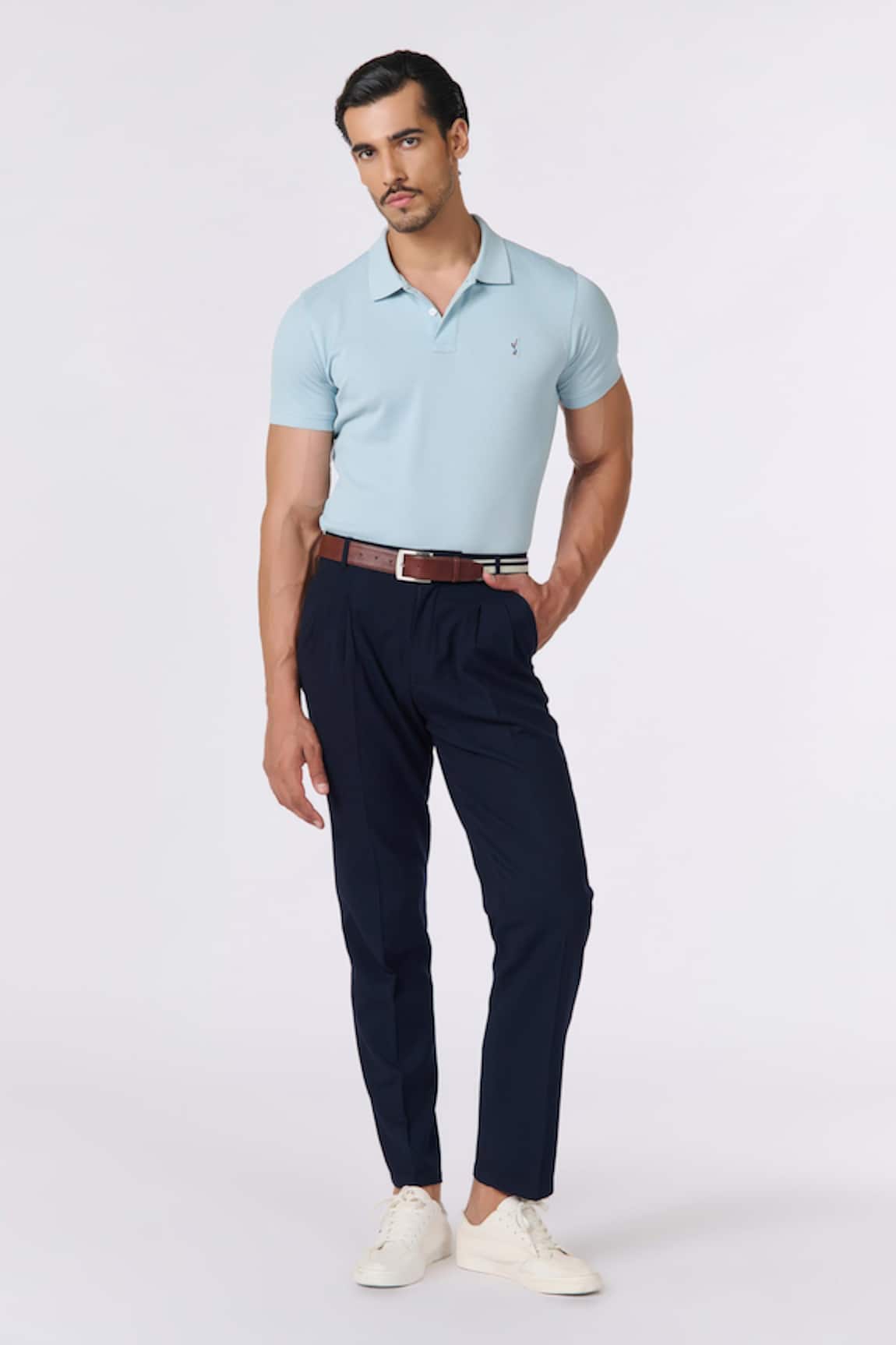 S&N by Shantnu Nikhil Solid Collared Polo T-Shirt