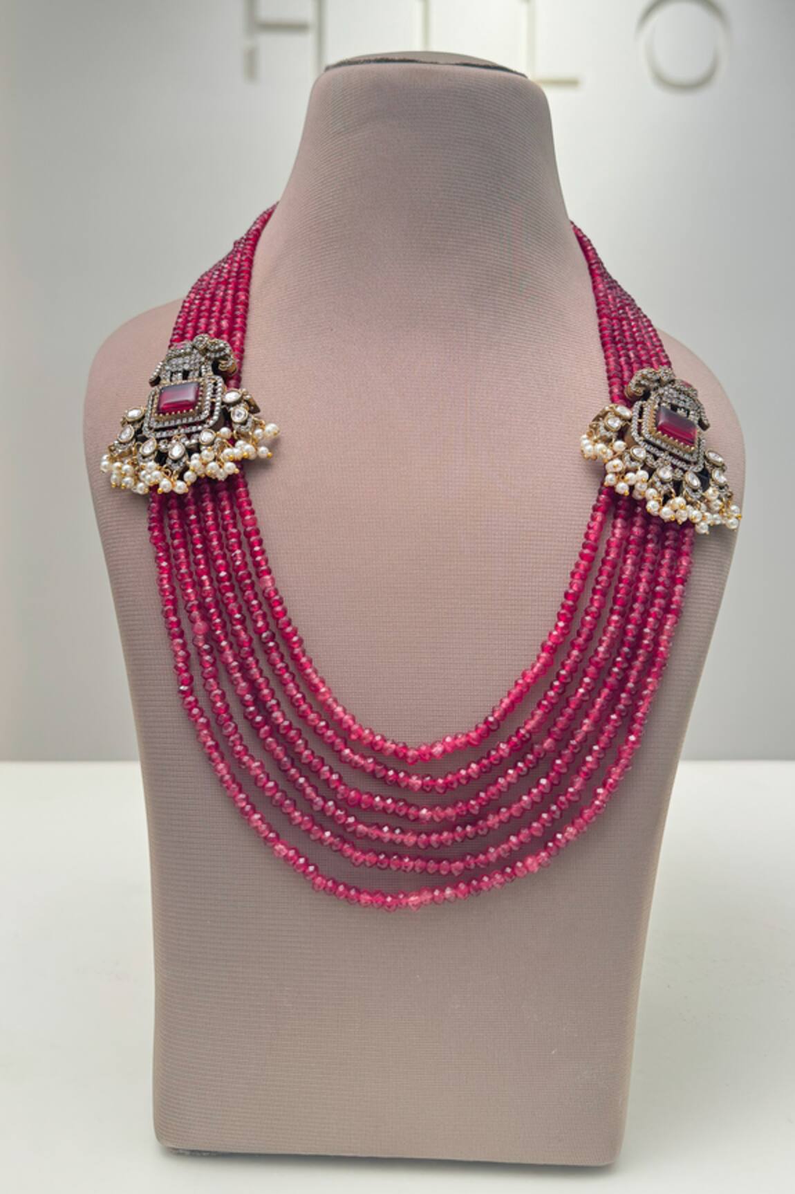 Hilo Design Rojo Stone Embellished Bead Necklace 