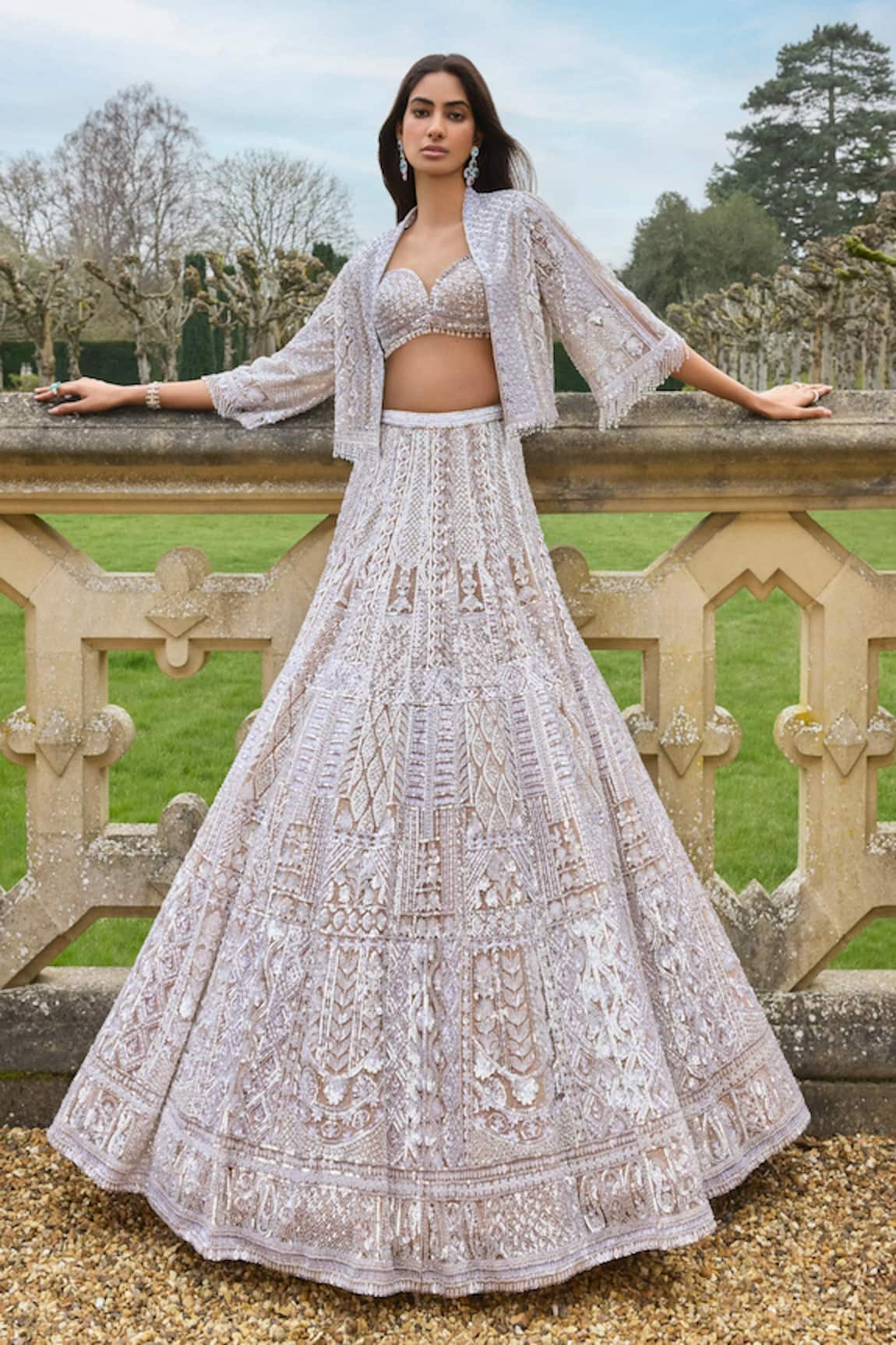 Seema Gujral Sequin Embroidered Jacket Lehenga Set