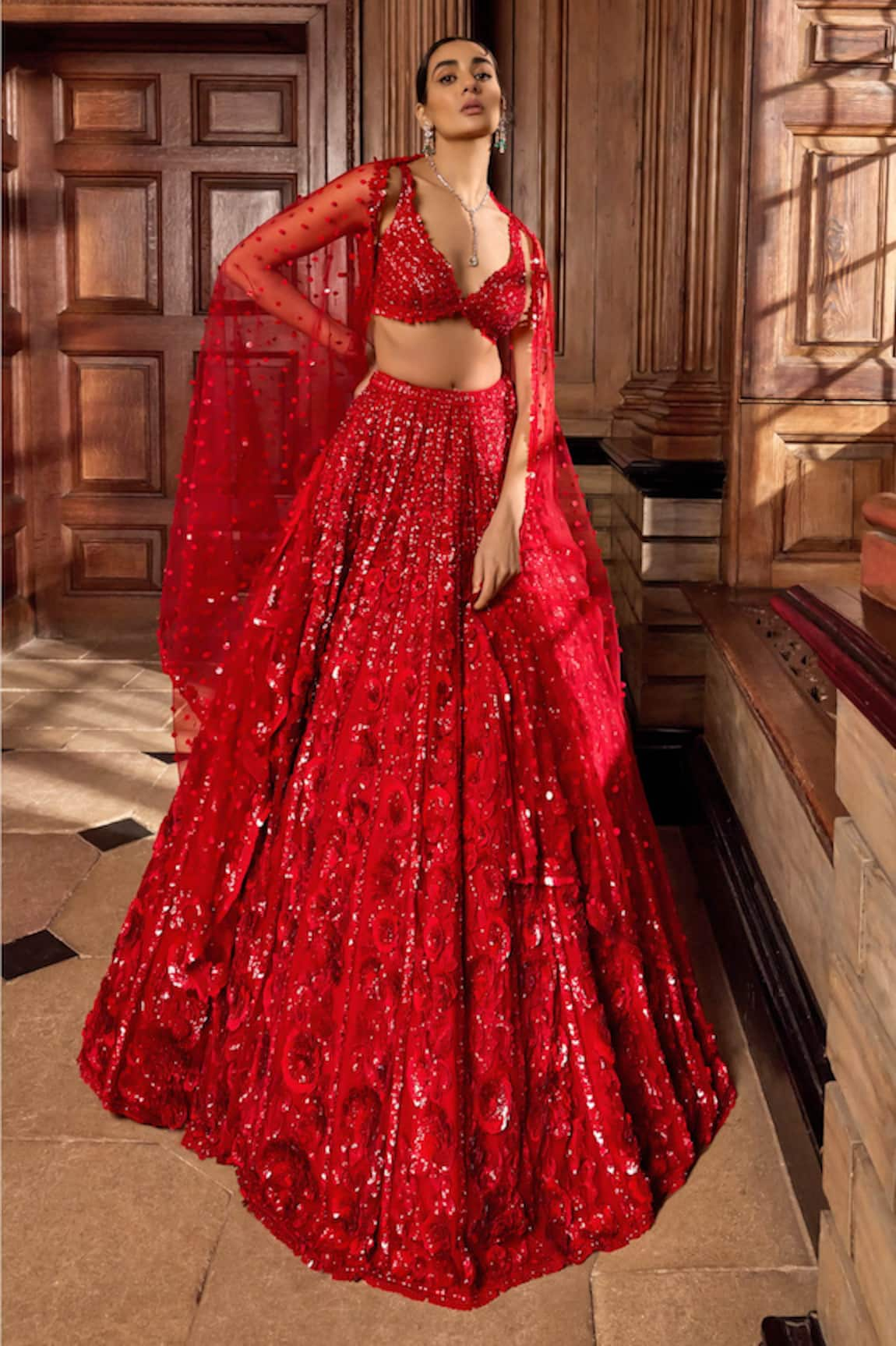 Seema Gujral Sequin Embroidered Bridal Lehenga Set