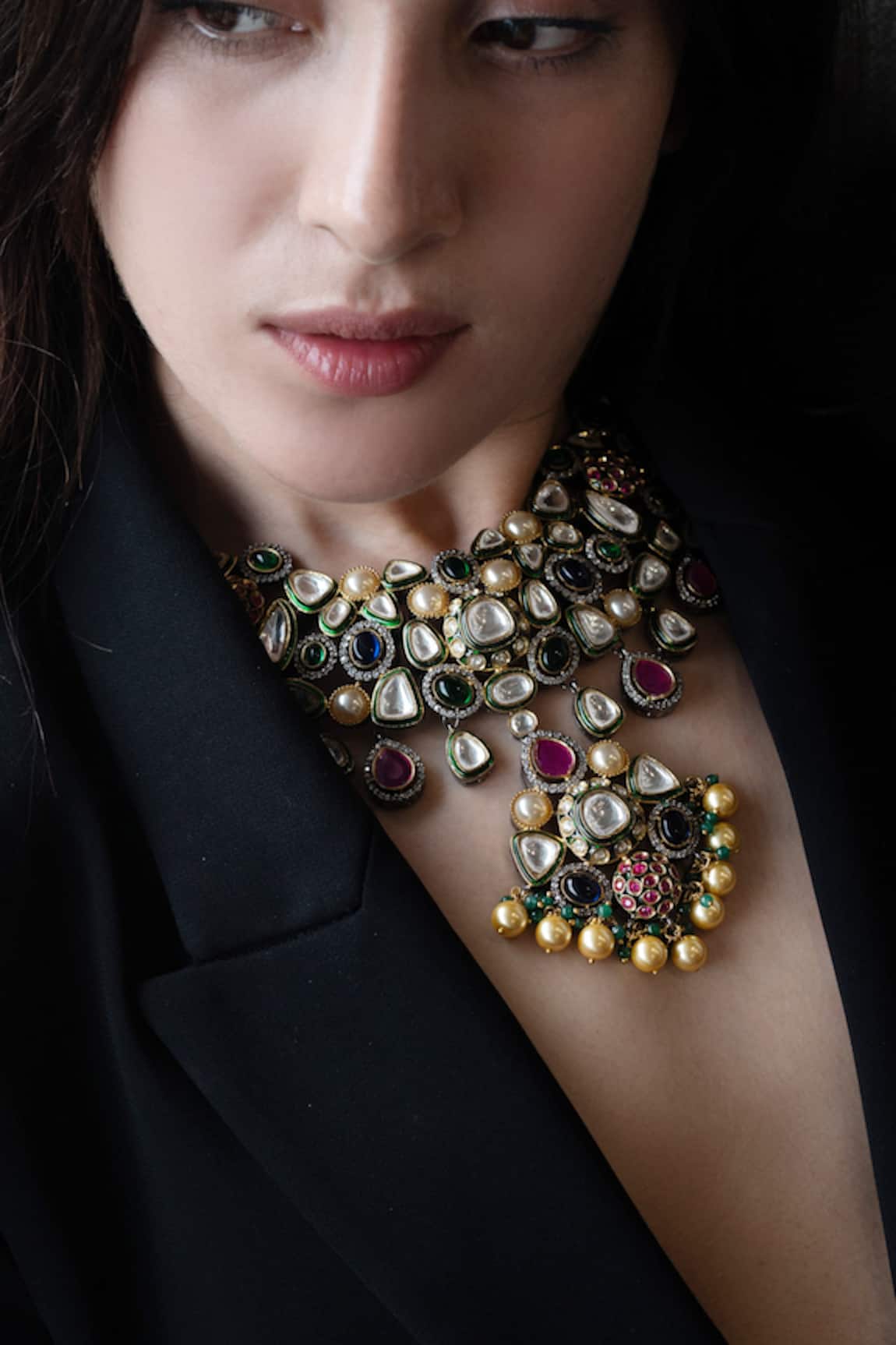 Do Taara Victorian Polki Embellished Choker Set