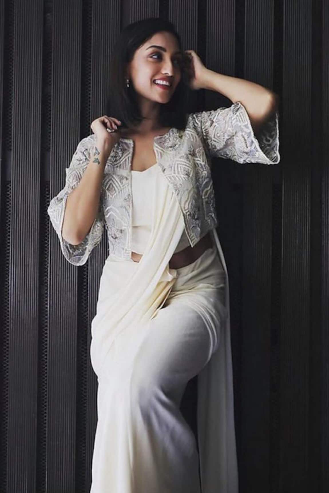 Samatvam By Anjali Bhaskar Pre Draped Saree With Zari Embroidered Jacket