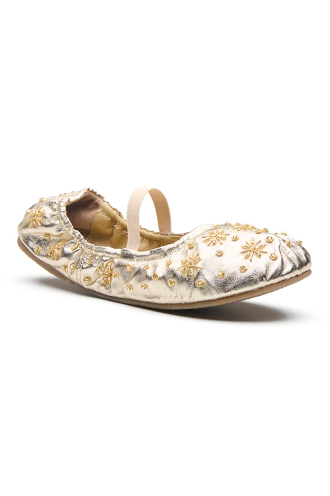 Dang Shoes Gold Bloom Embroidered Ballerinas 