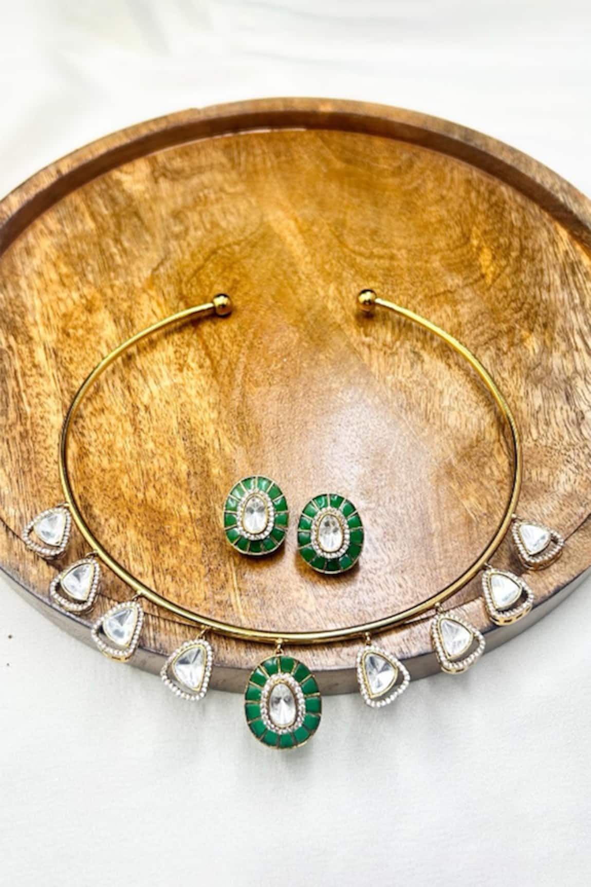Queens Jewels Karishma Stone Embellished Choker Necklace Set