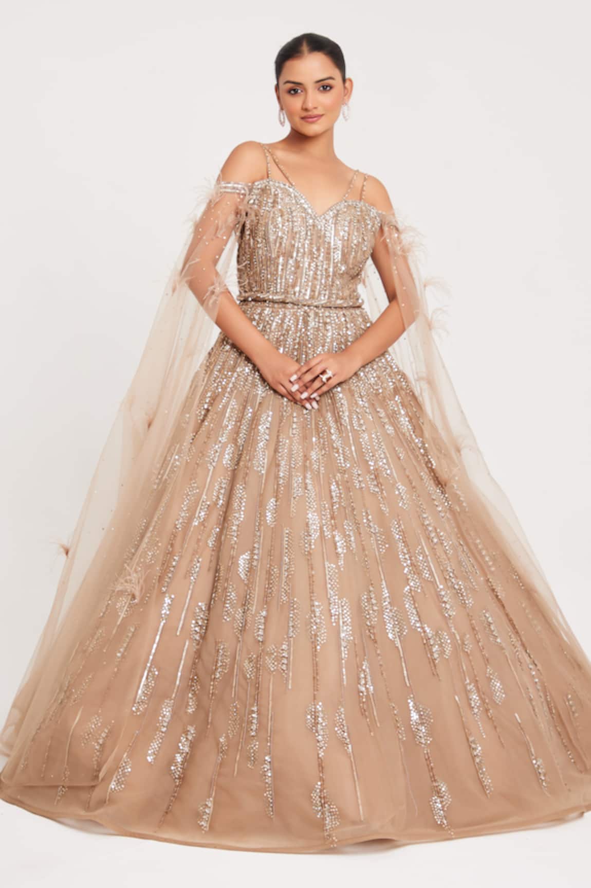 Chaashni By Maansi And Ketan Cutdana Sequin Embroidered Gown