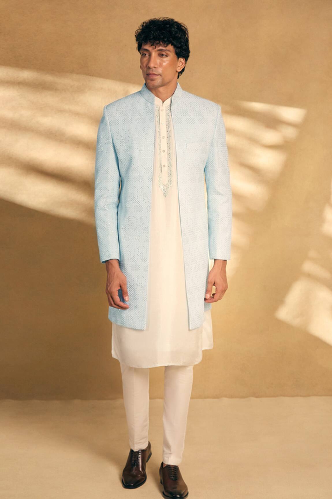 Aariyana Couture Sequin Embellished Open Sherwani Pant Set