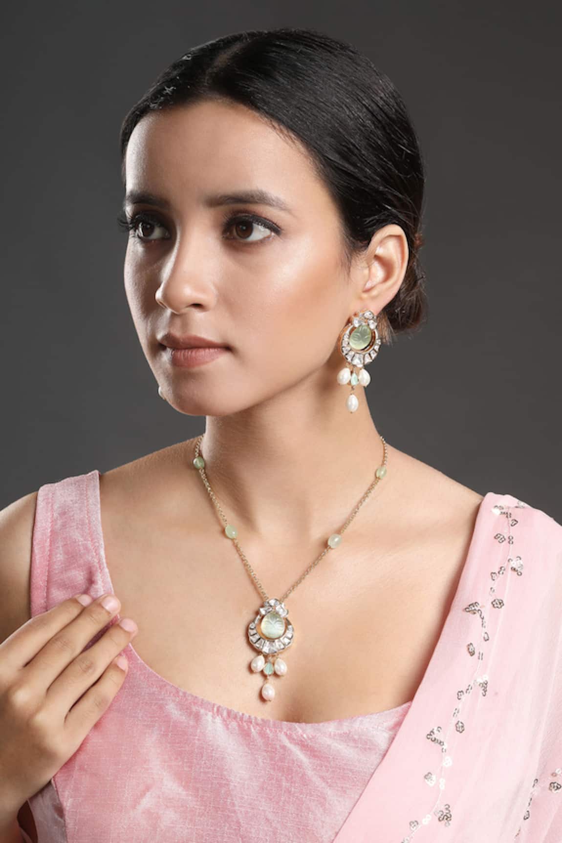 HRISHA Embellished Pendant Necklace Set