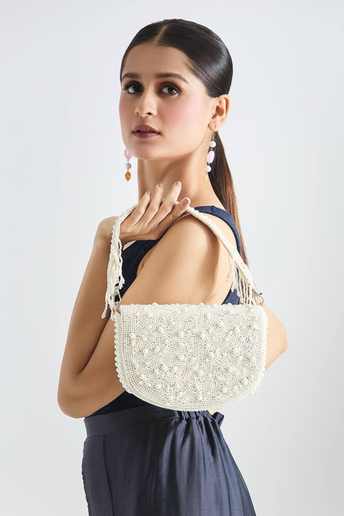 Tasna Pearl Embellished Clutch