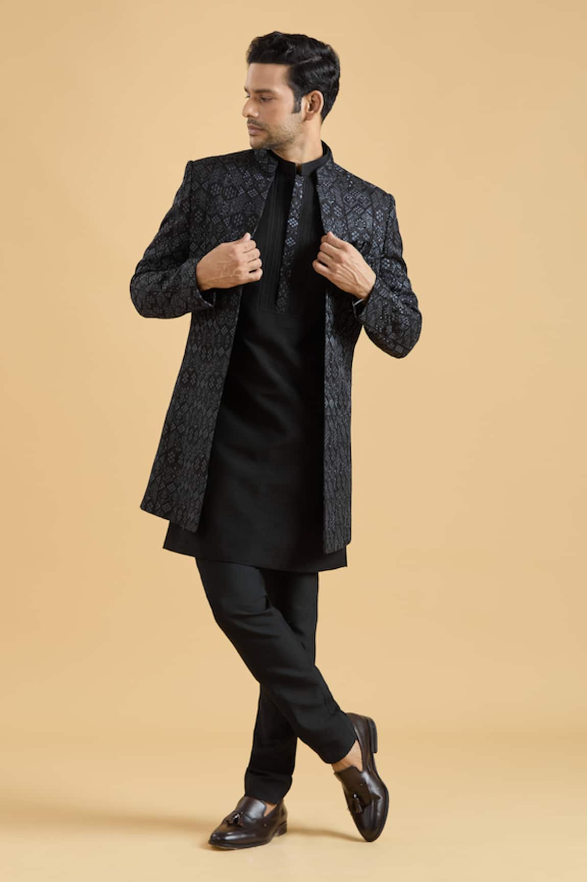 Arihant Rai Sinha Floral Thread Embroidered Sherwani With Kurta Set 