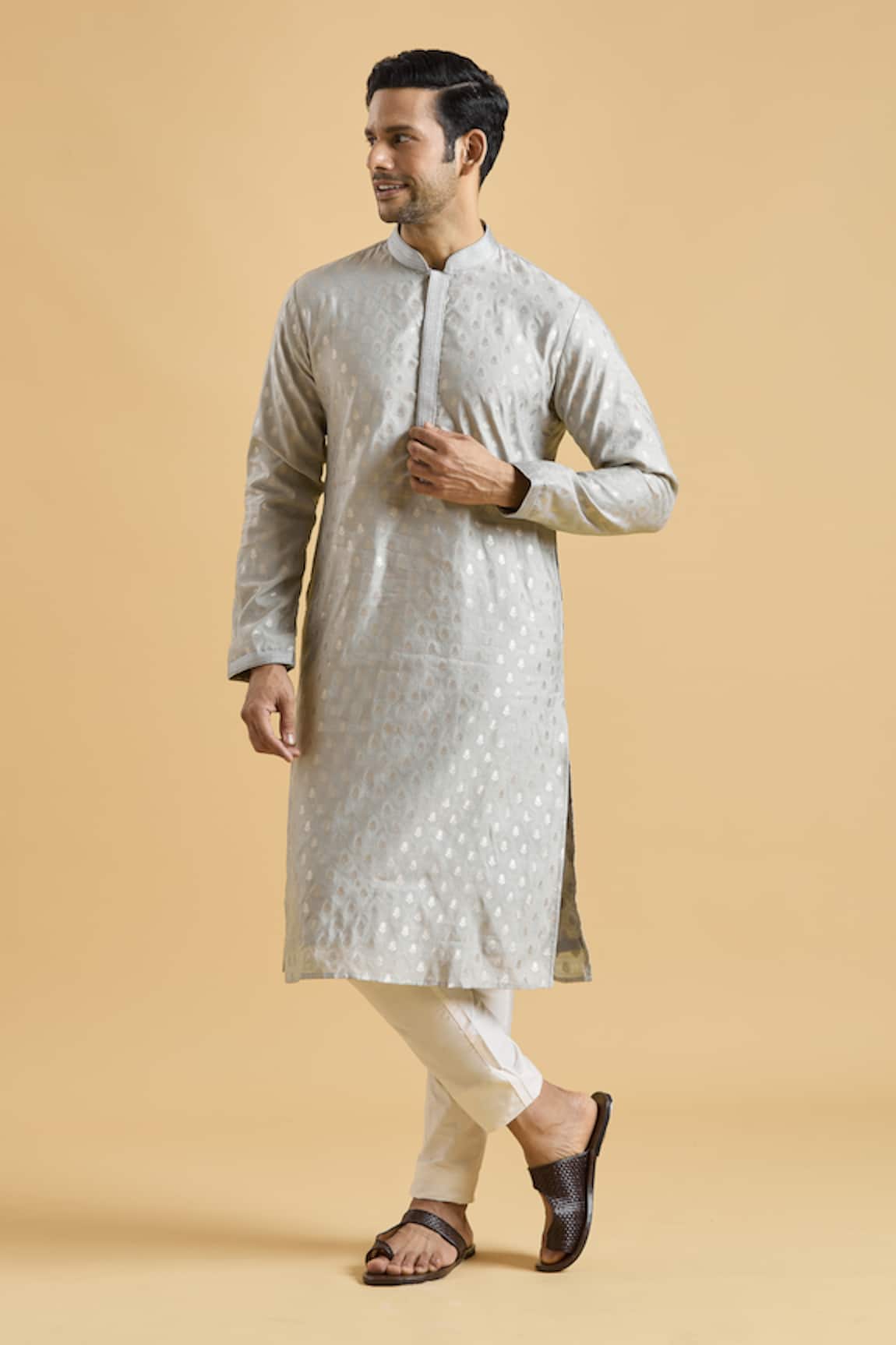 Arihant Rai Sinha Botanical Woven Kurta Set 