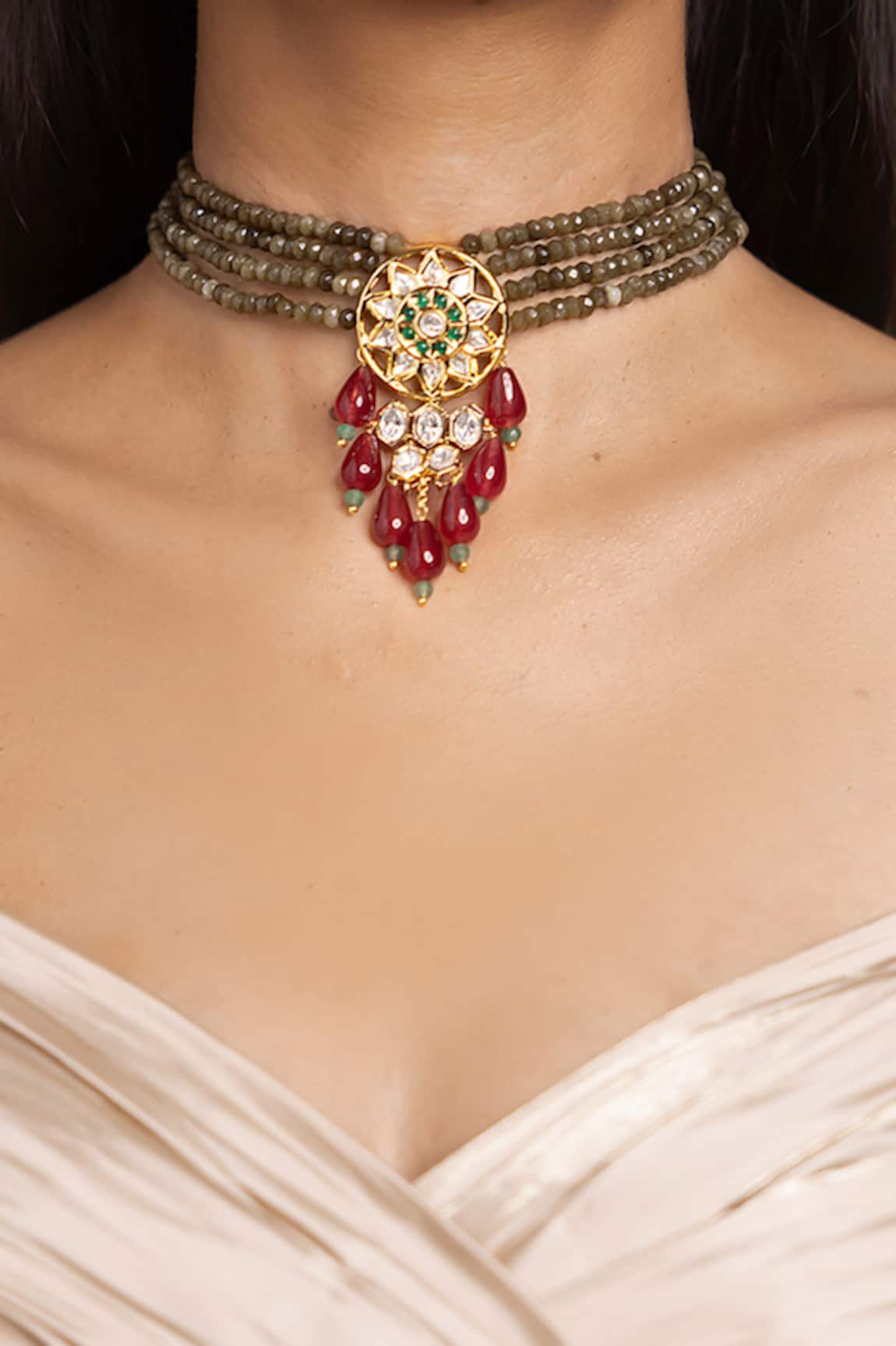 joules by radhika Vibrant Multi Strand Choker Necklace