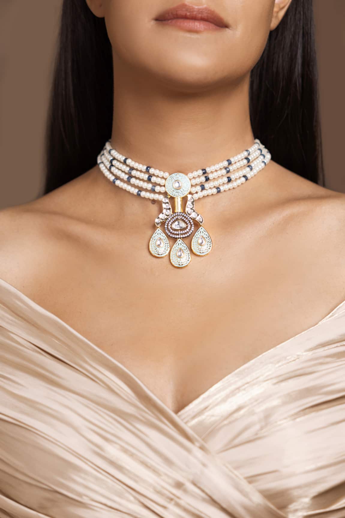 joules by radhika Elegant Multi Strand Choker Necklace