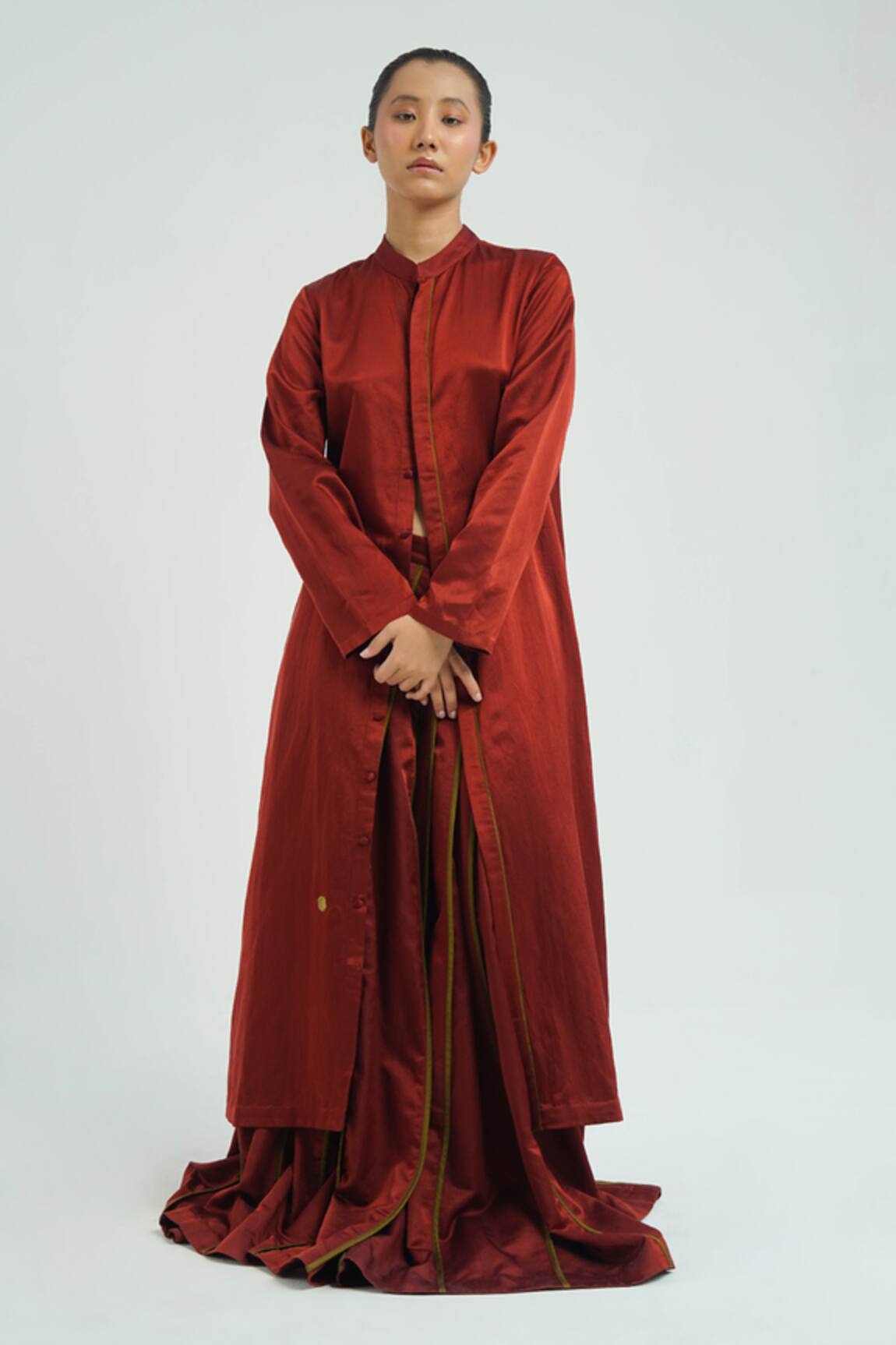 Til Sakura Silk Kurta With Pleated Trousers