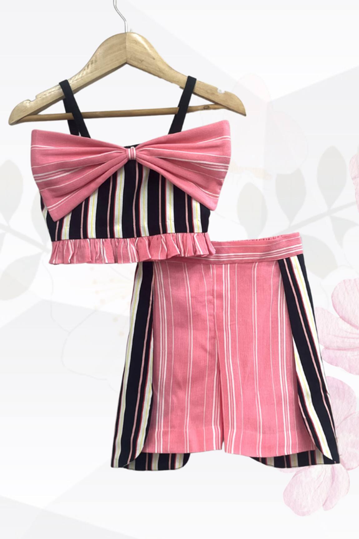Turqidz By Shweta Aggarwal Bow Crop Top & Skirt Set 