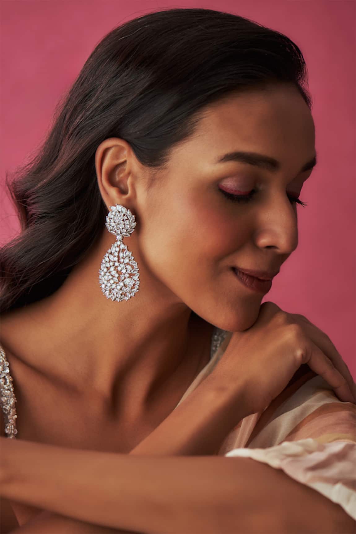 Prihan Luxury Jewelry Cubic Zircon Diamond Embellished Danglers