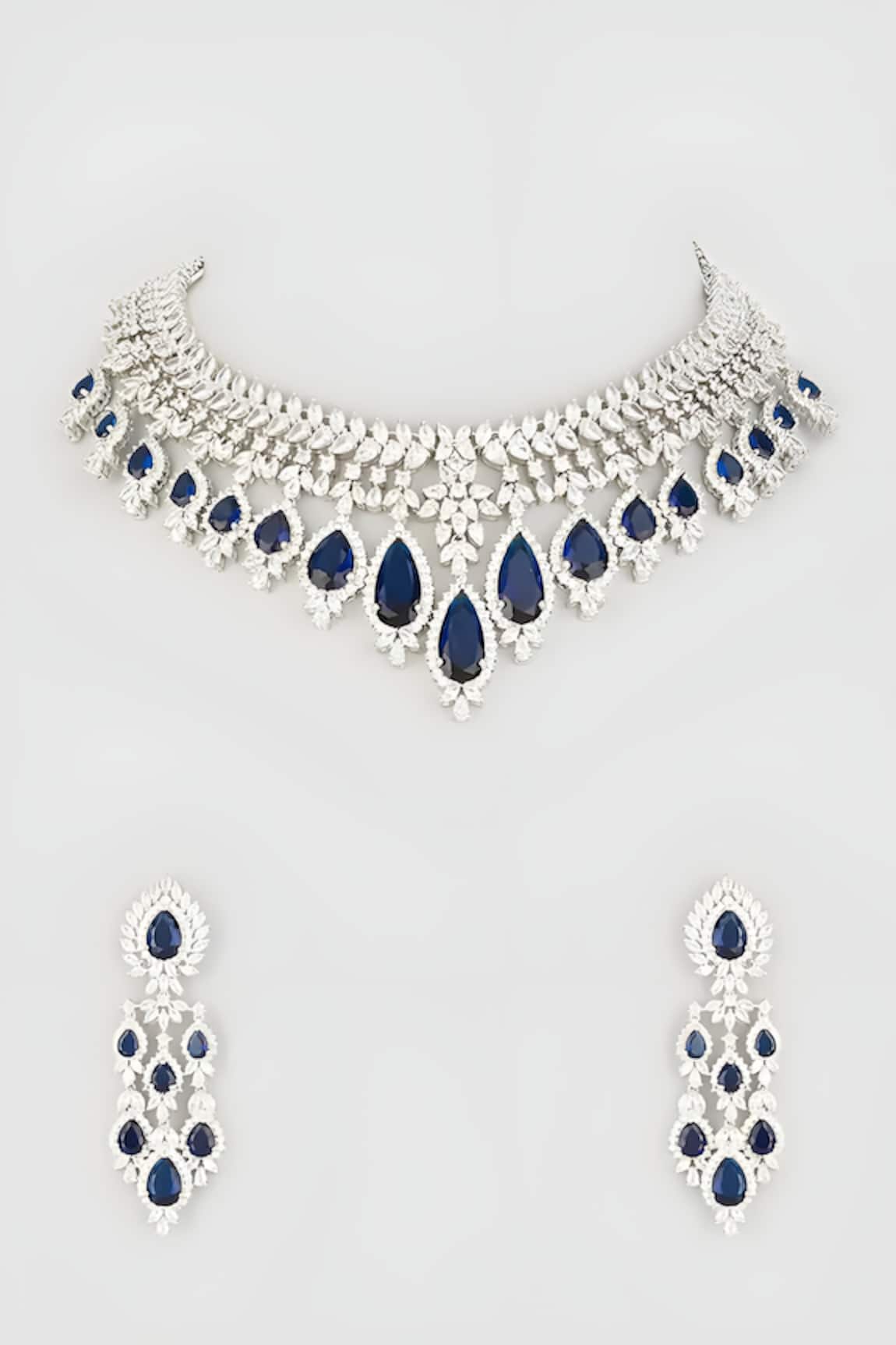 Prihan Luxury Jewelry Cubic Zircon Embellished Necklace Set 