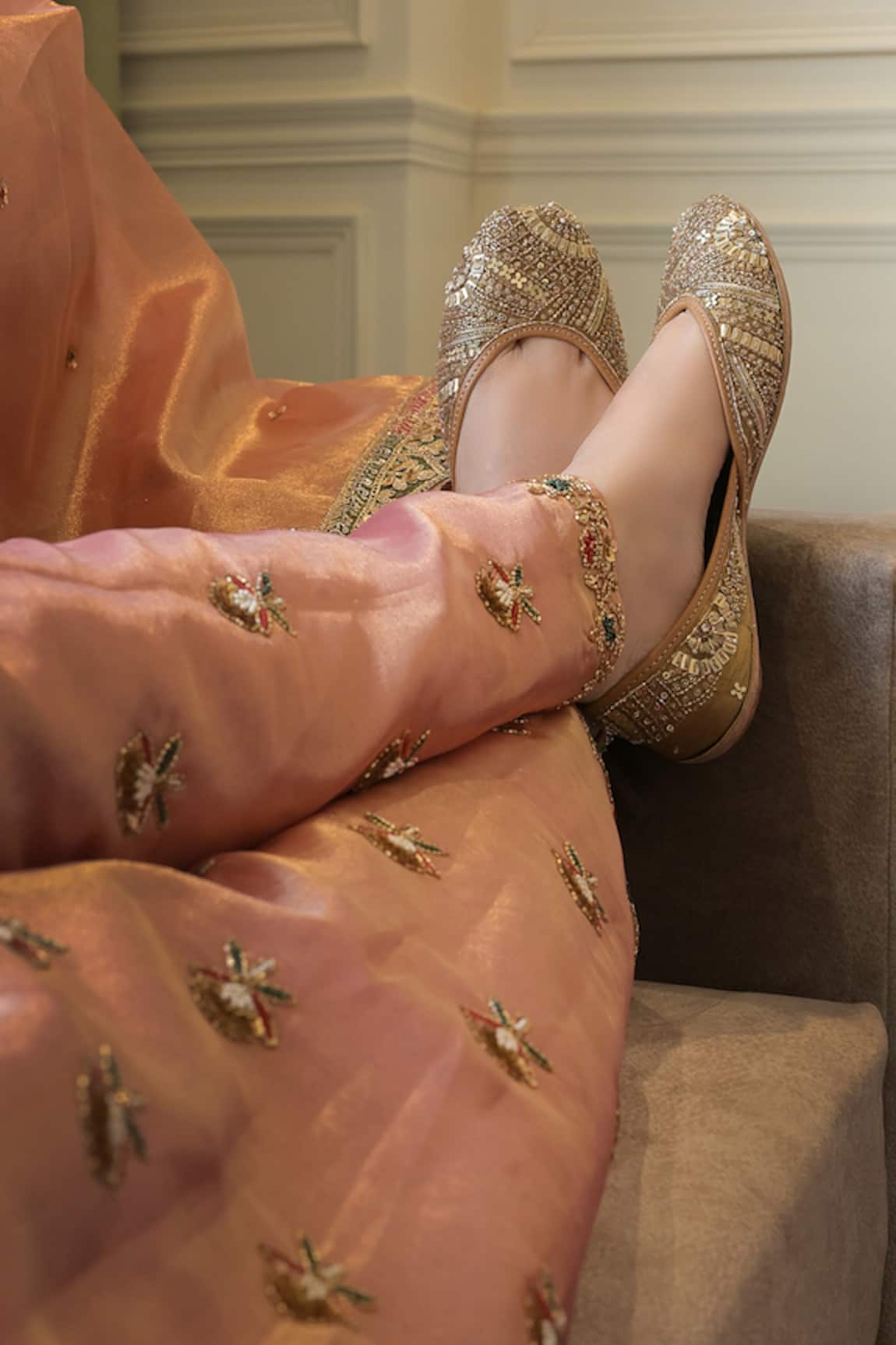 Coral Haze Aara Embellished Juttis 