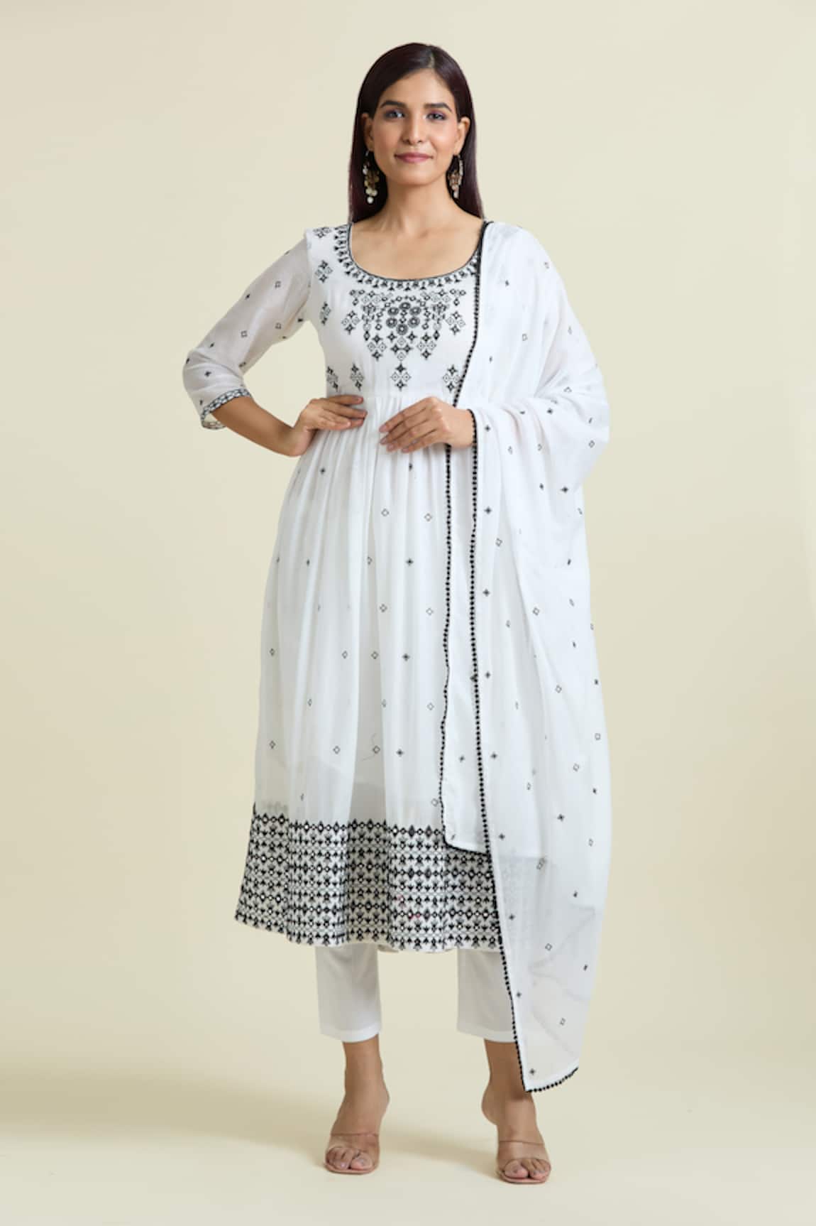 Samyukta Singhania Mirror Embroidered Anarkali & Pant Set 
