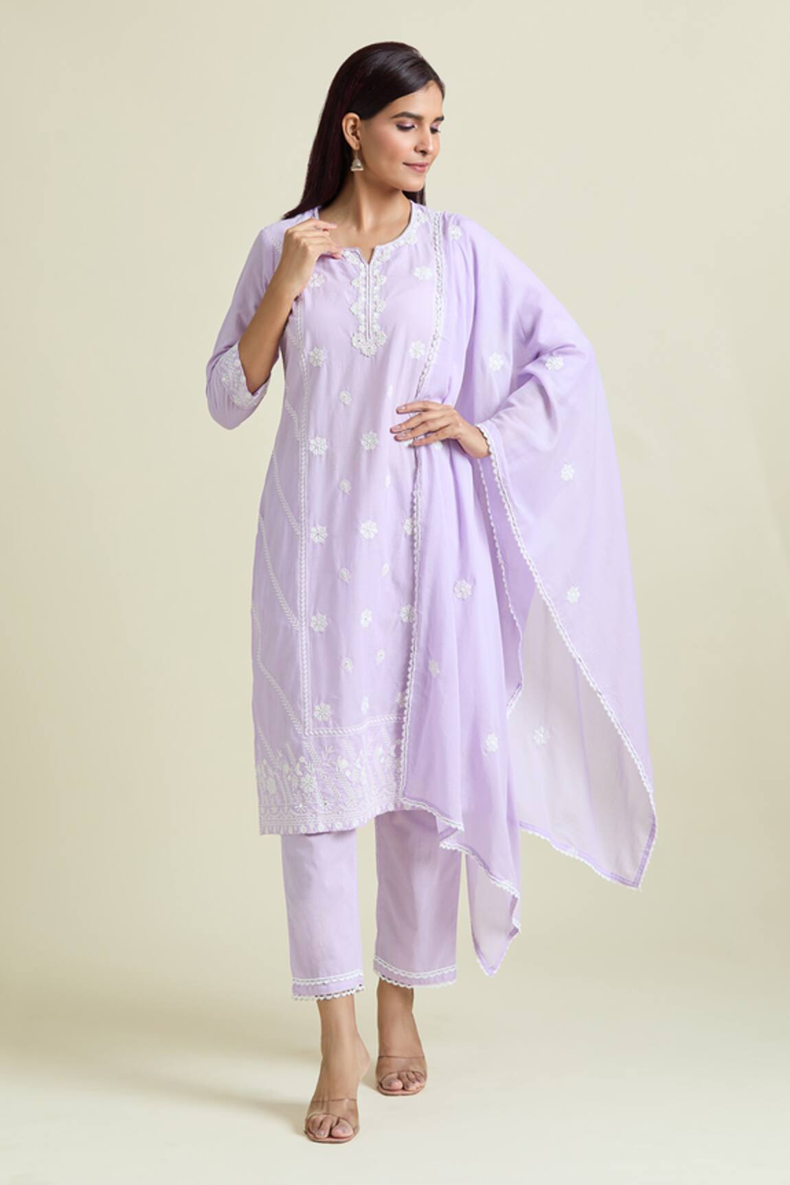 Naintara Bajaj Floral Embroidered Kurta & Pant Set