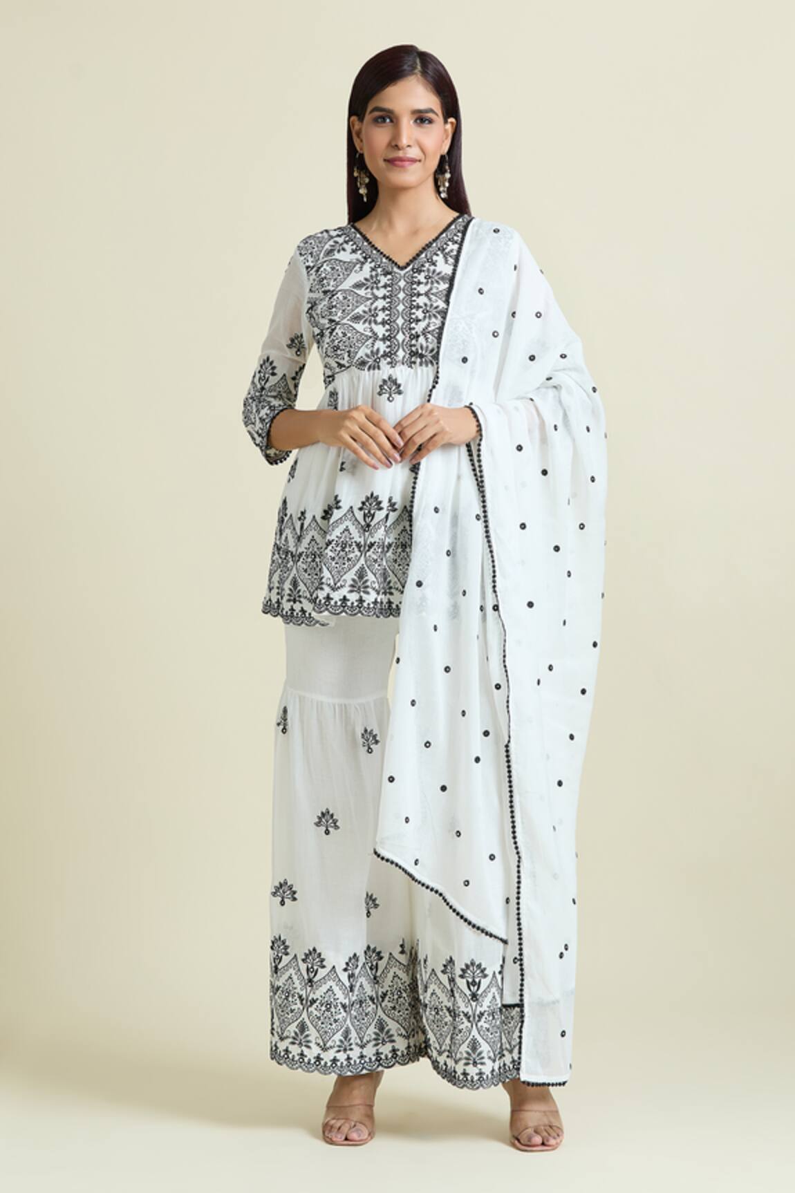 Samyukta Singhania Peplum Embroidered Kurta & Sharara Set 