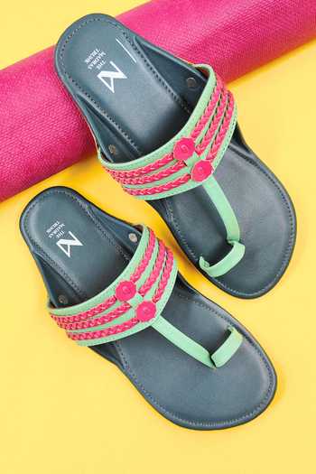 The Madras Trunk Haiku Ruhi Cut-Out Strap Kolhapuri Flats 