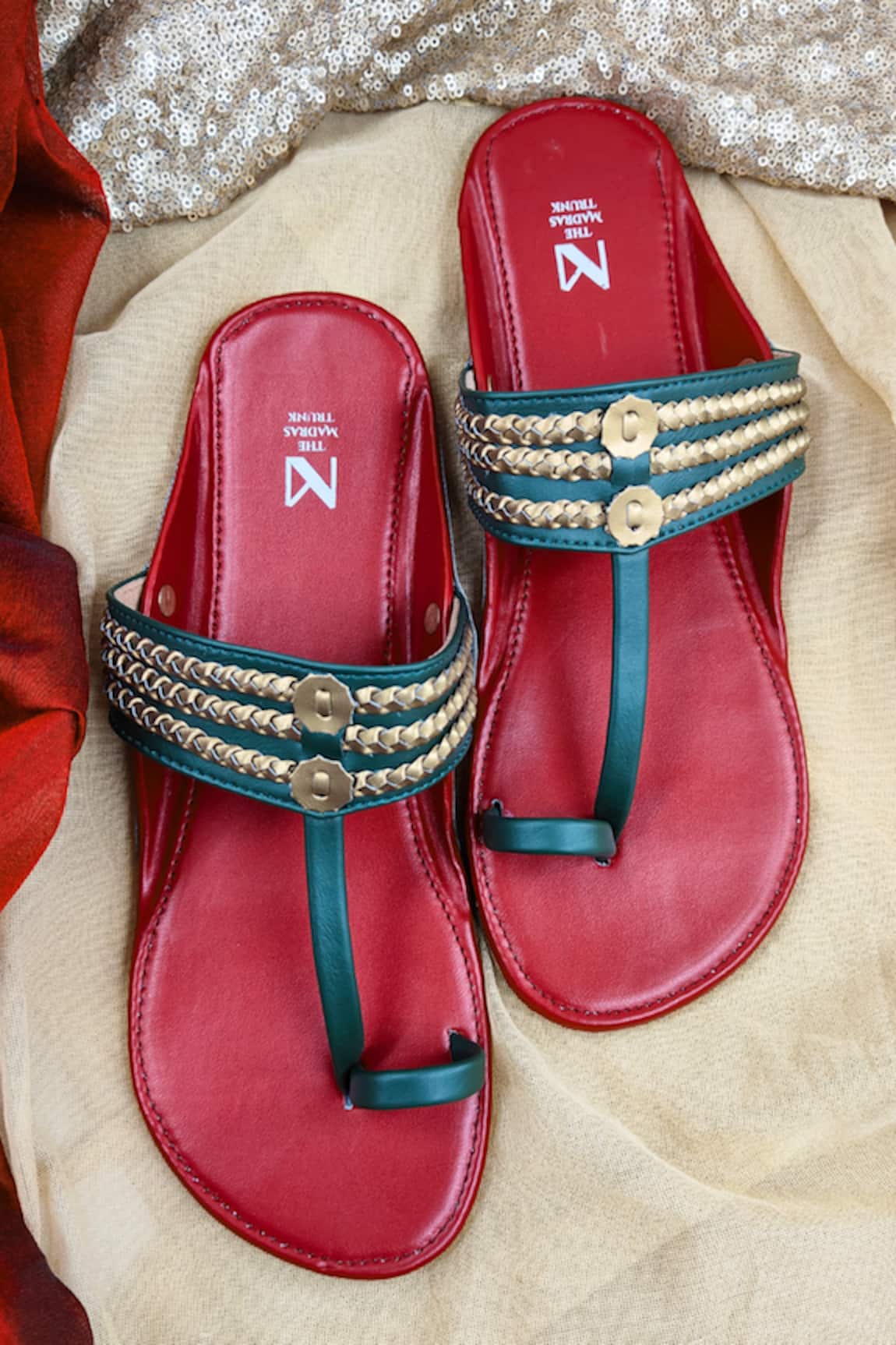 The Madras Trunk Haiku Ruhi Cut-Out Pattern Kolhapuri Flats