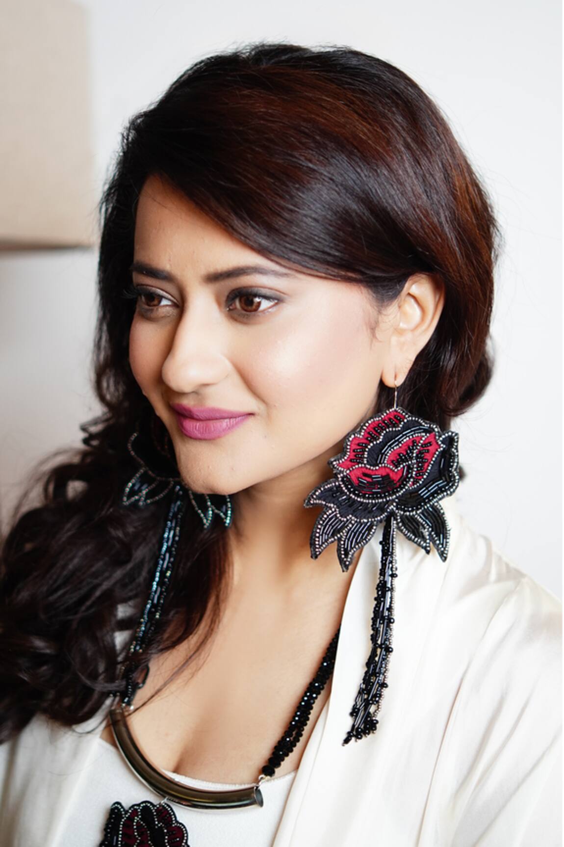 Rejuvenate Jewels Hand Embroidered Petal Long Earrings 