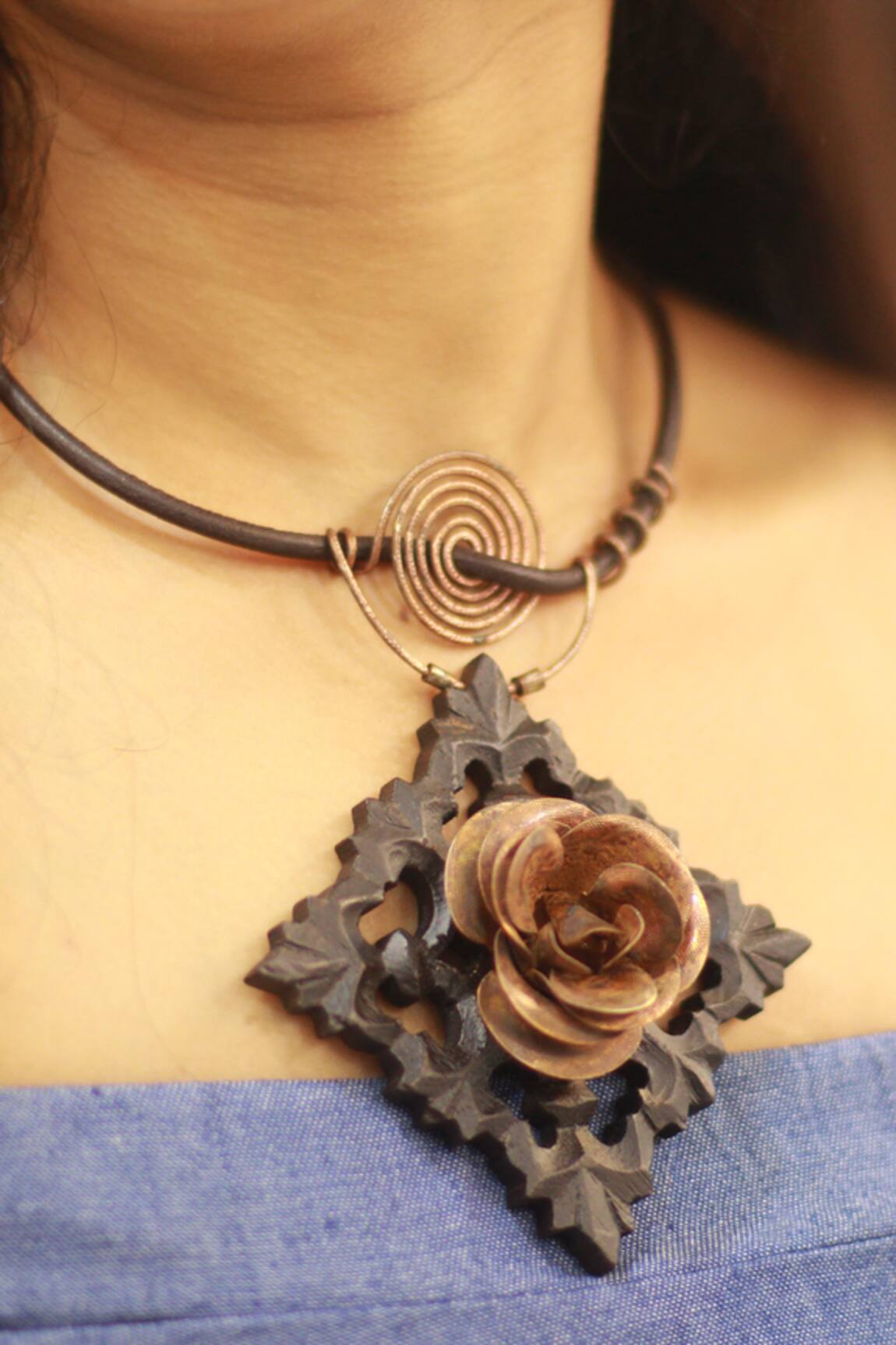 Rejuvenate Jewels Rustic Rose Love Pendant Necklace 