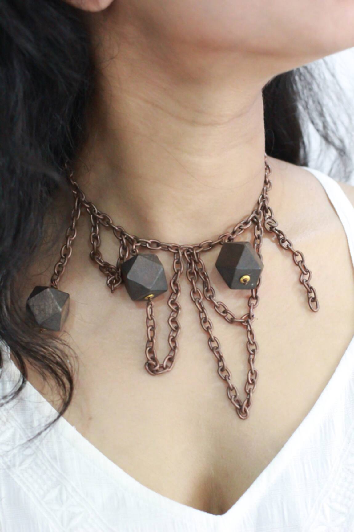 Rejuvenate Jewels Hexagon Drops Necklace 